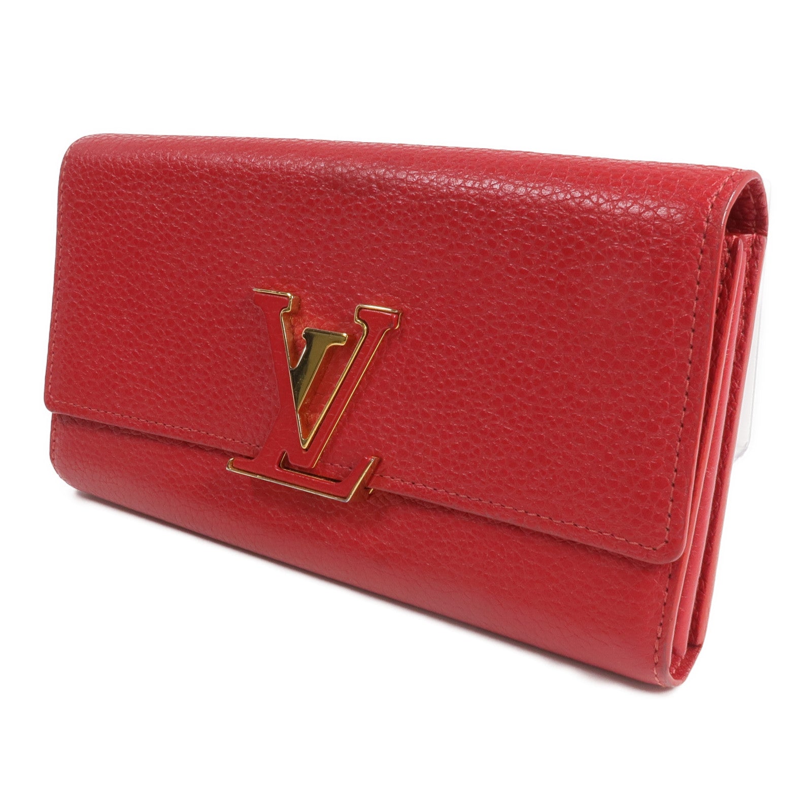 LOUIS VUITTON 牛皮皮革Portefeuille Capucines金扣長錢包