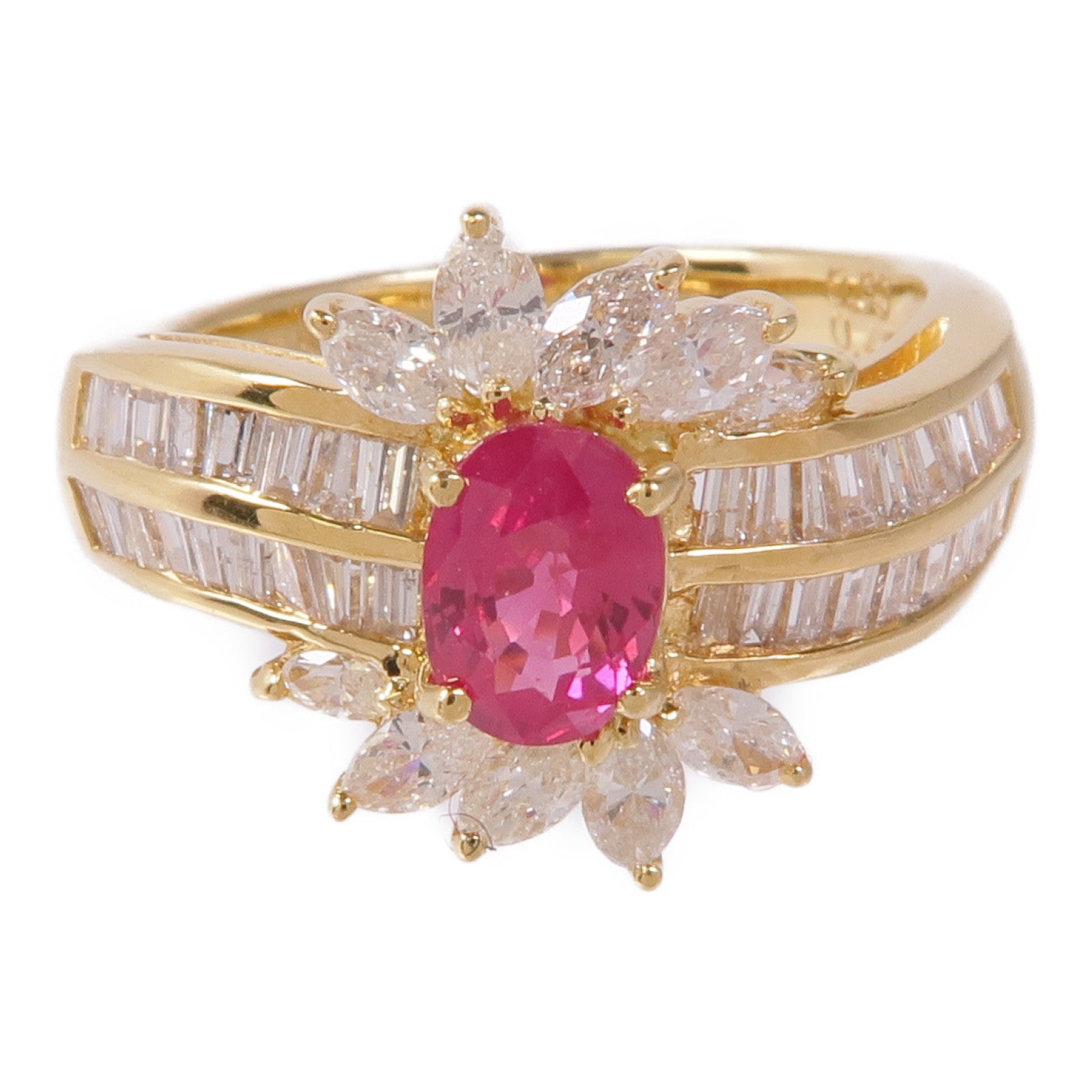 JEWELRY 【激減優惠】18K黃金Ruby Ring紅寶石/鑽石戒指US#5.75