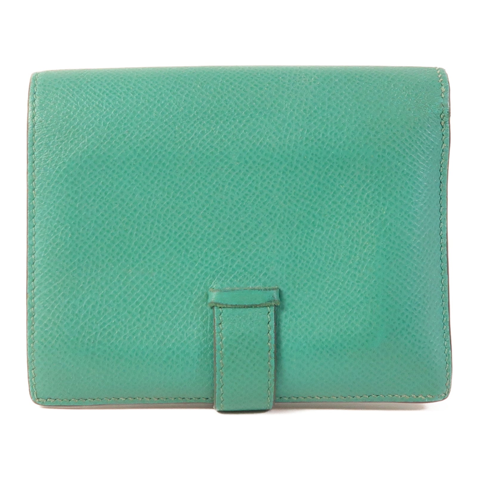 HERMES 【激減優惠】Epsom皮革Bearn Compact金扣錢包Vert Jade