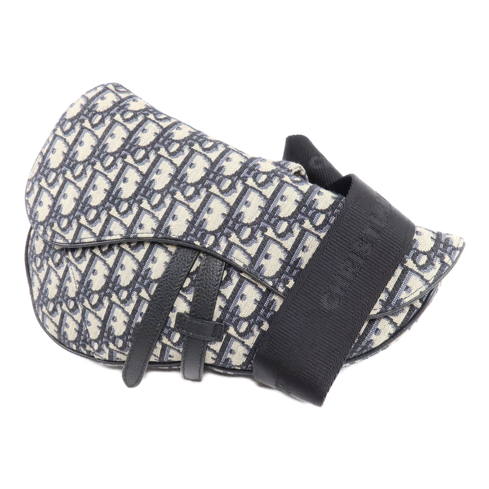 Dior 帆布Saddle Bag銀扣肩背袋