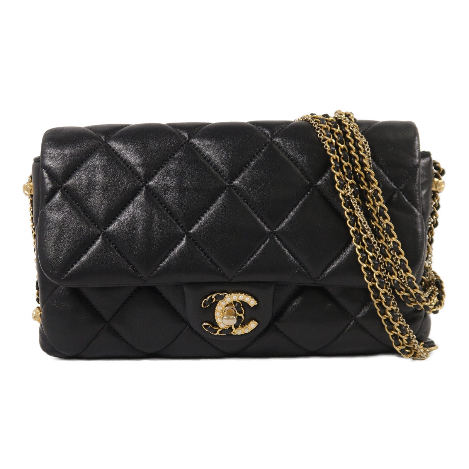 CHANEL 羊皮皮革Flap Bag鏈帶肩背袋