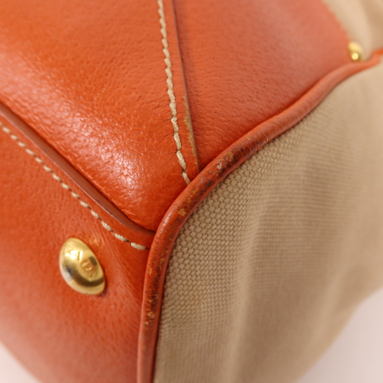 PRADA 帆布/皮革2 Way Shoulder金扣手挽肩背兩用袋