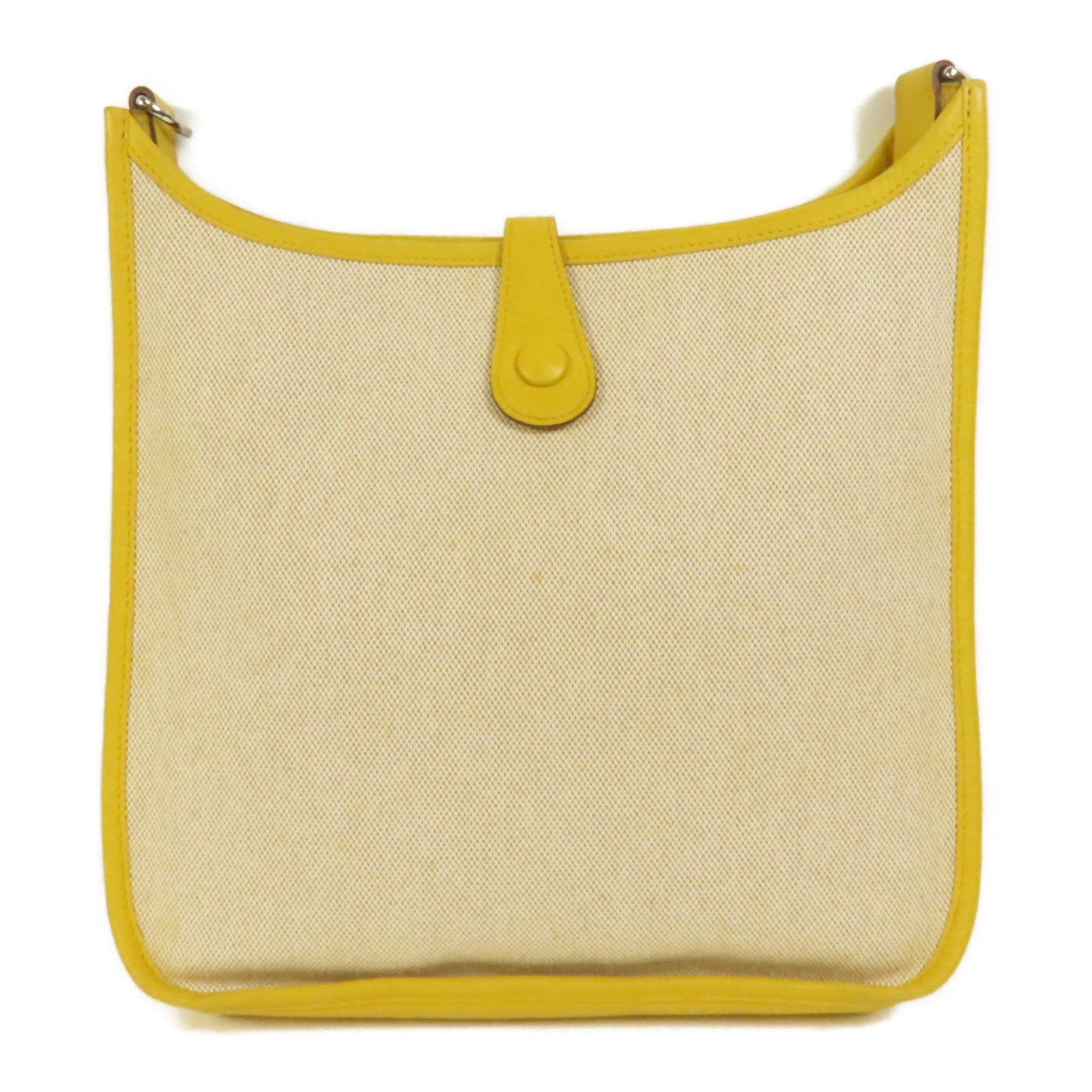 HERMES 帆布/皮革Evelyne PM銀扣肩背袋Soleil