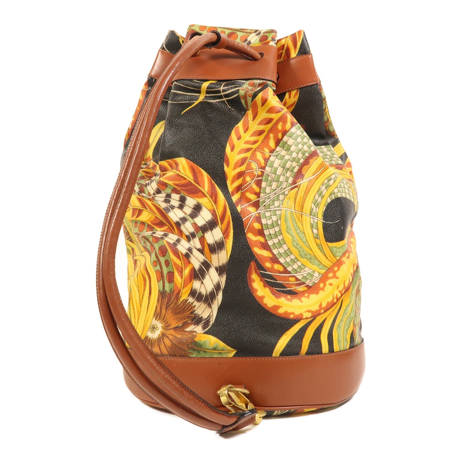 Salvatore Ferragamo 塗層帆布/牛皮皮革Rucksack金扣背包