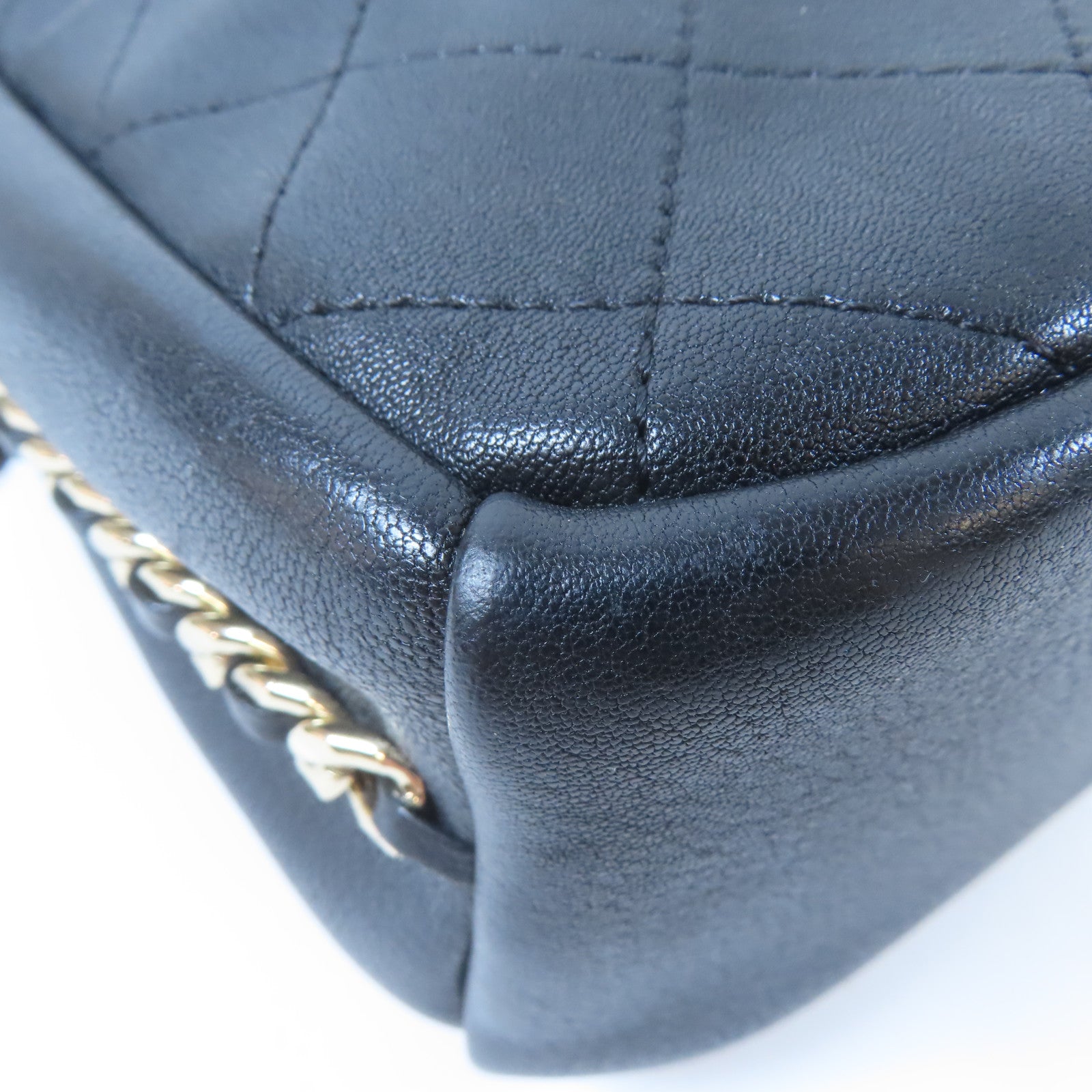 CHANEL 【激減優惠】菱格牛皮皮革Chain Shoulder Bag金扣鏈帶肩背袋黑色