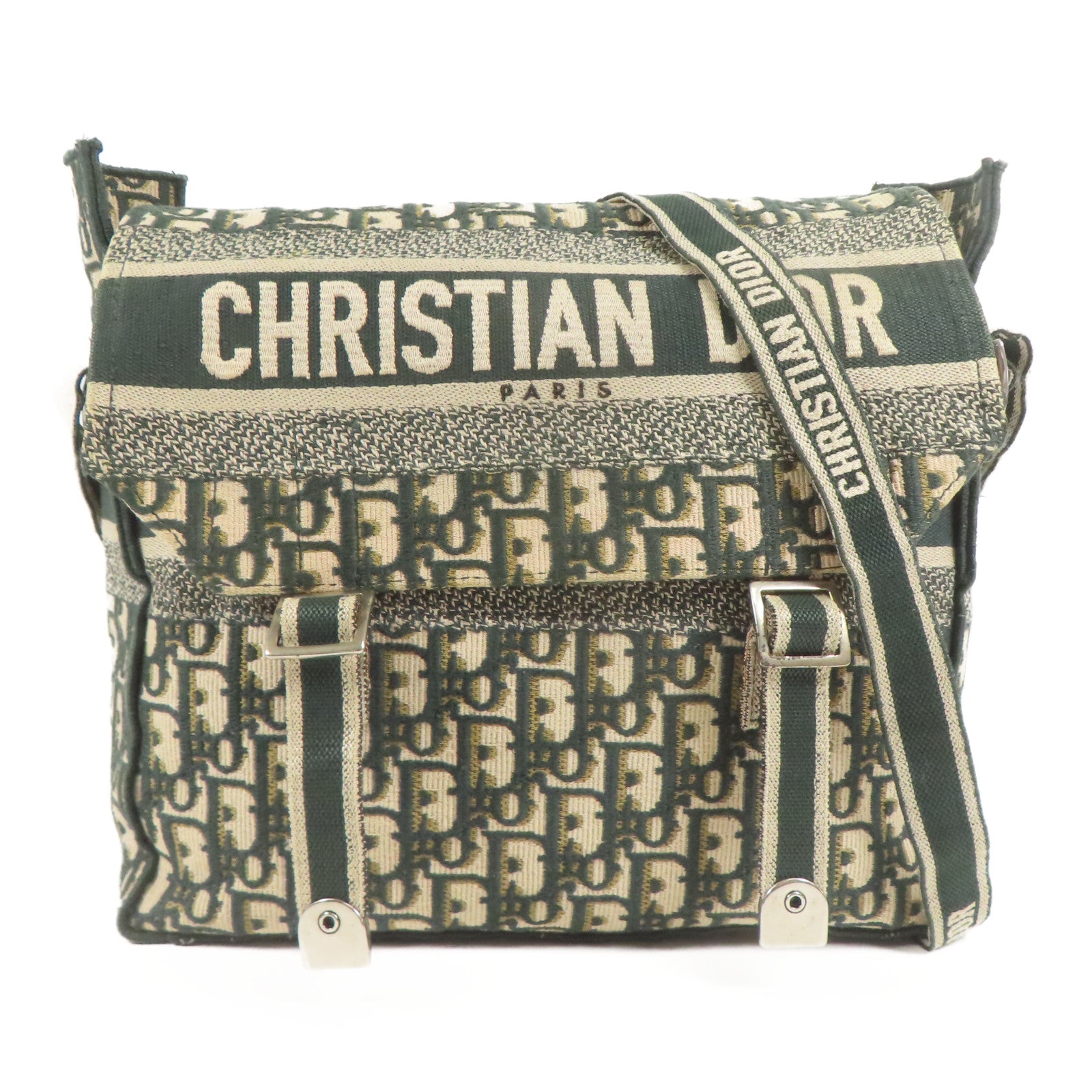 Dior CD SHW Medium Diorcamp Shoulder Bag Canvas Beige/Green