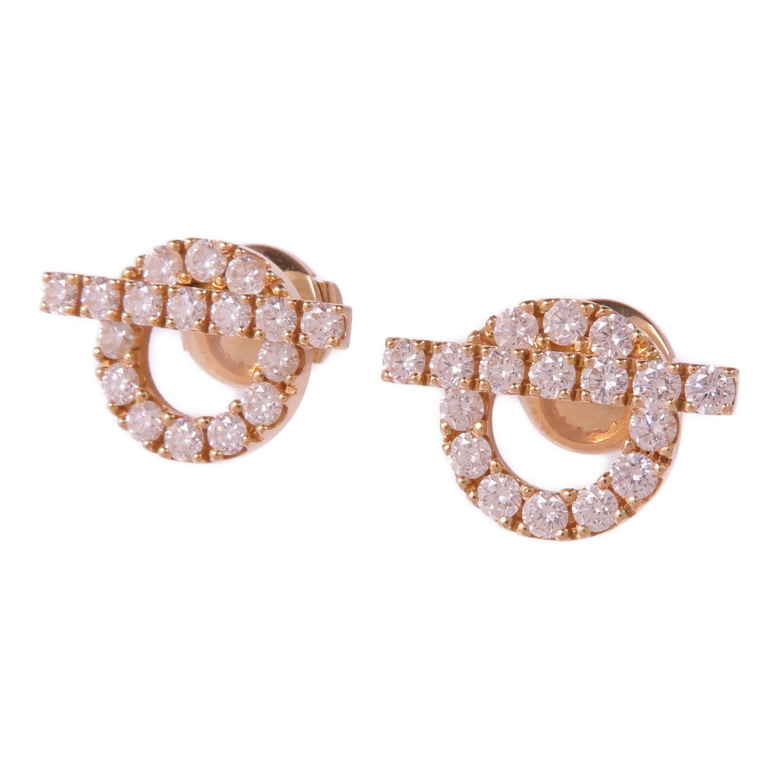 HERMES 18K玫瑰金Finesse Diamond Earrings鑽石耳環