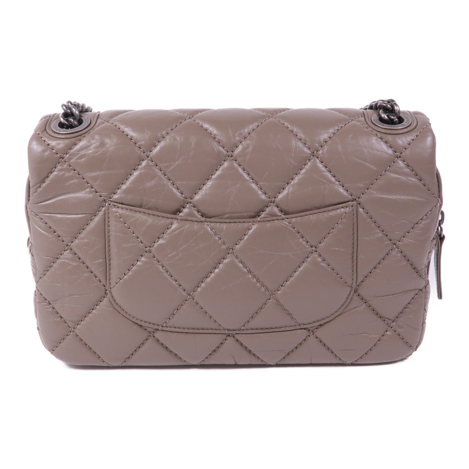 CHANEL 羊皮皮革Chain Shoulder銀扣鏈帶肩背袋