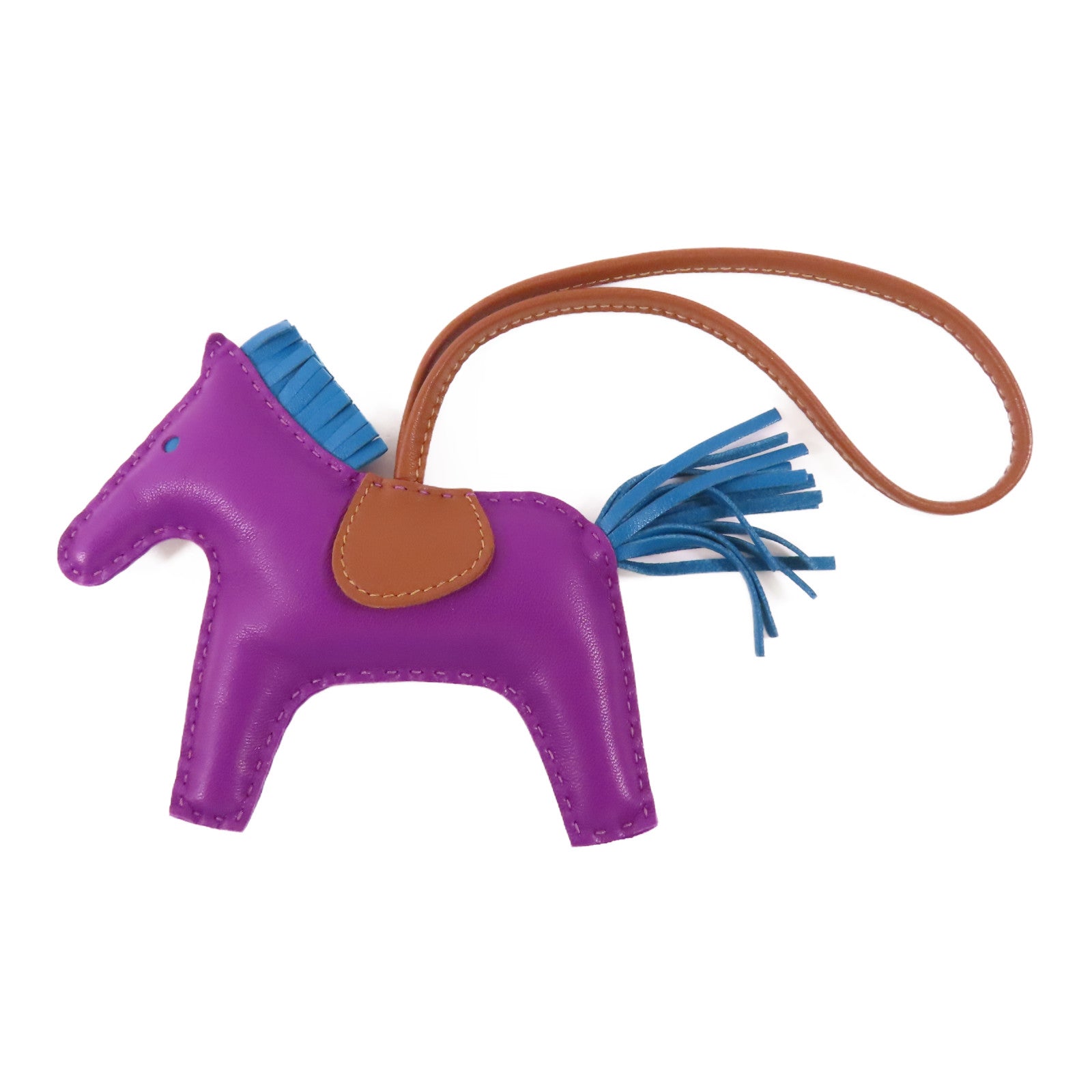 HERMES Rodeo MM Charm Milo Veau Swift Leather Anemone Purple Green Brown