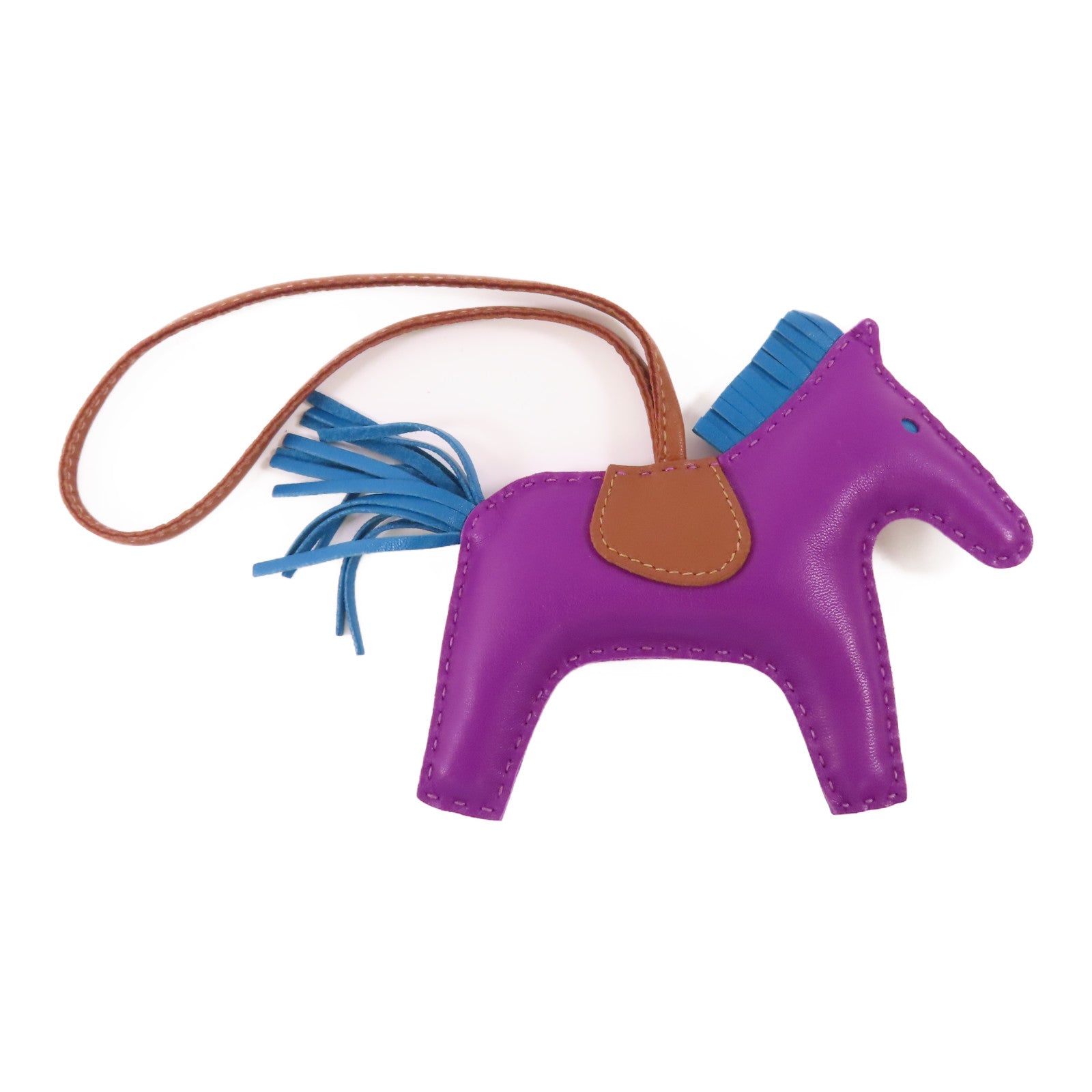 HERMES Rodeo MM Charm Milo Veau Swift Leather Anemone Purple Green Brown