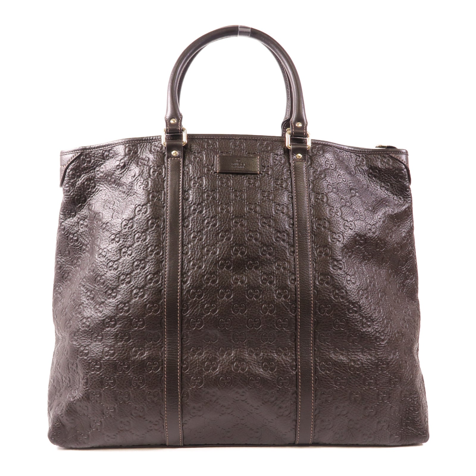 GUCCI GG GHW Tote Bag Handbag 201482 Calfskin Leather Brown