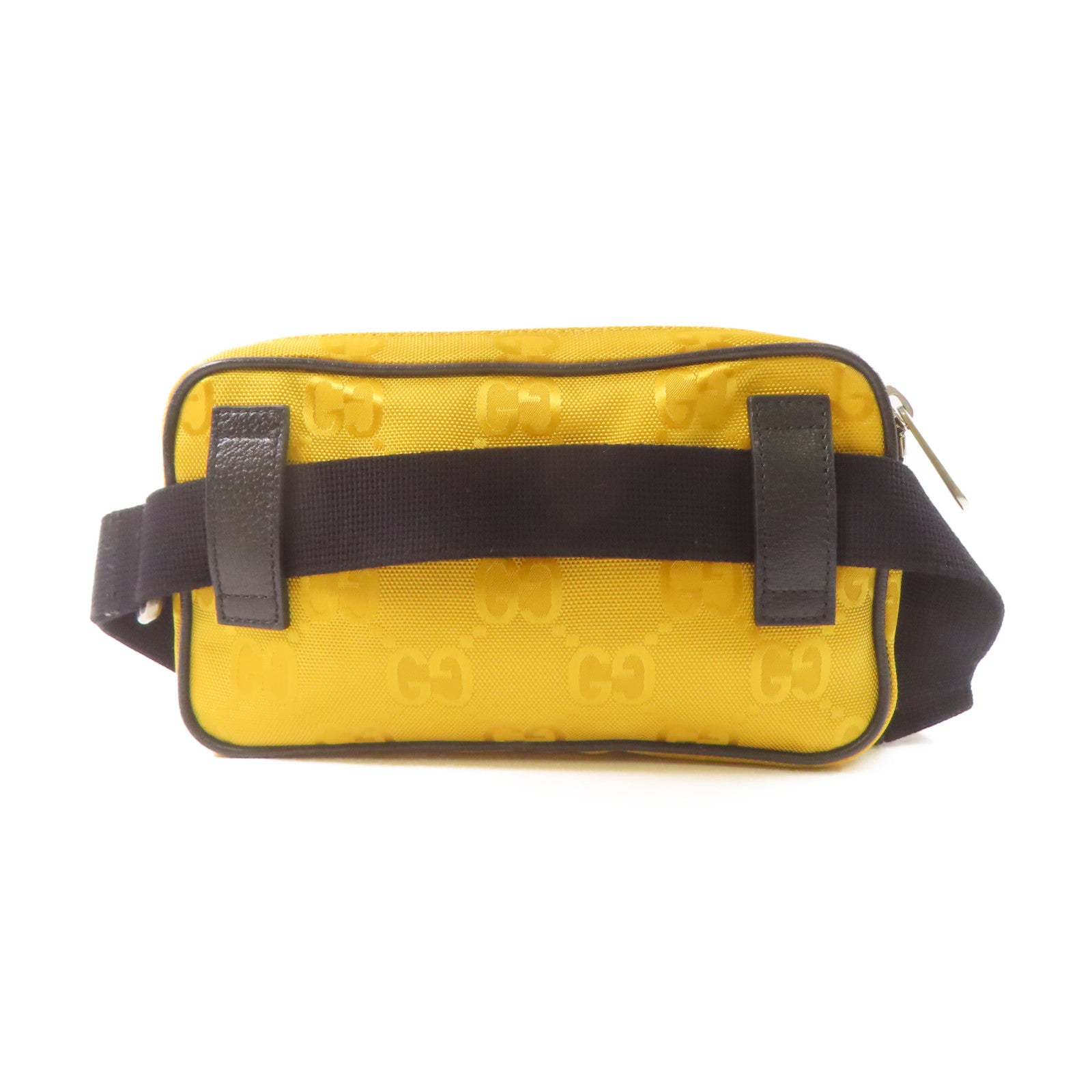 GUCCI 尼龍/皮革Waist Bag銀扣腰包黃色