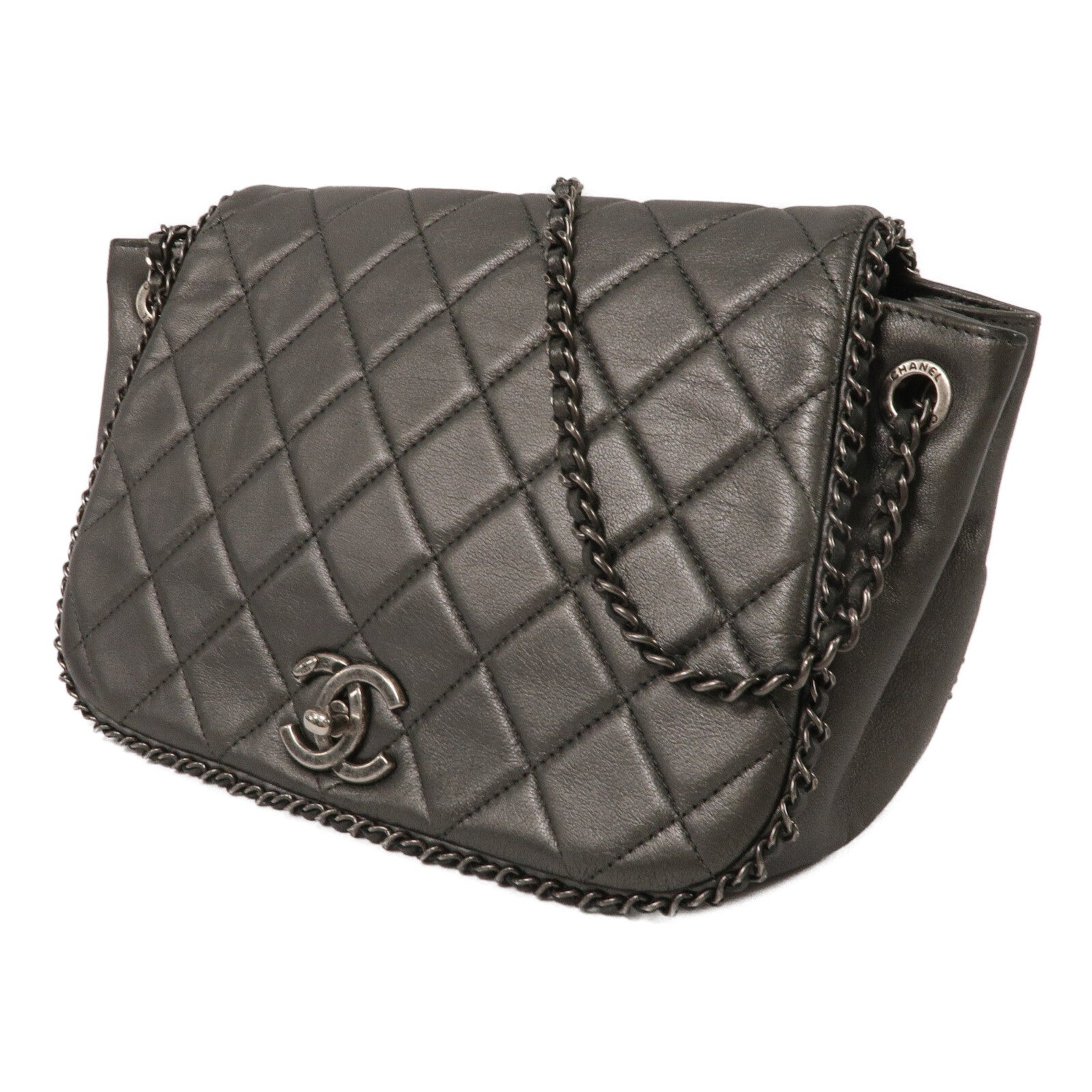 CHANEL 牛皮皮革Chain Shoulder鏈帶肩背袋