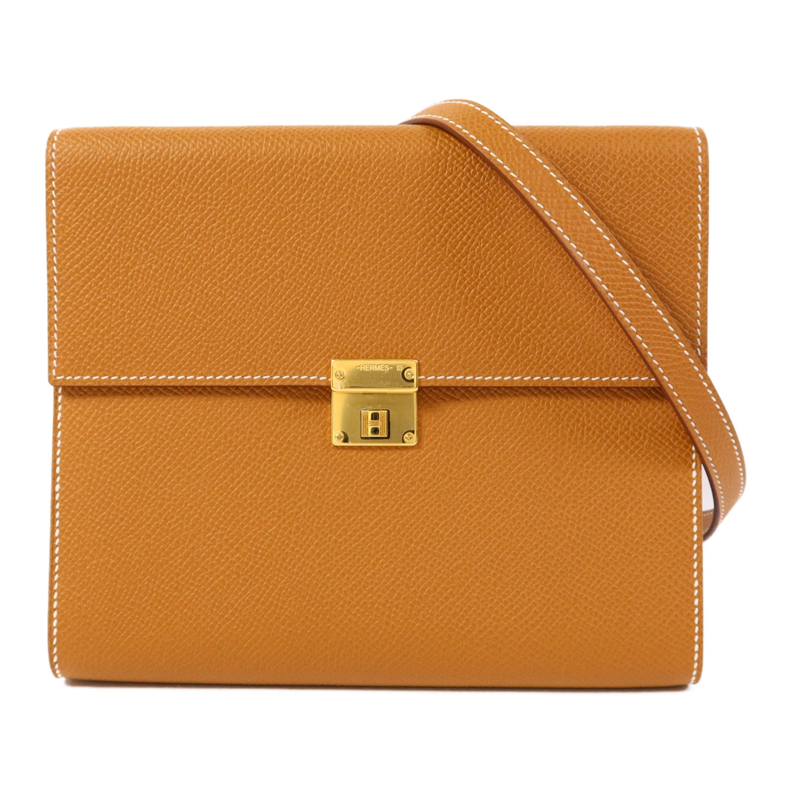 HERMES Epsom皮革Clic 16金扣肩背袋Gold