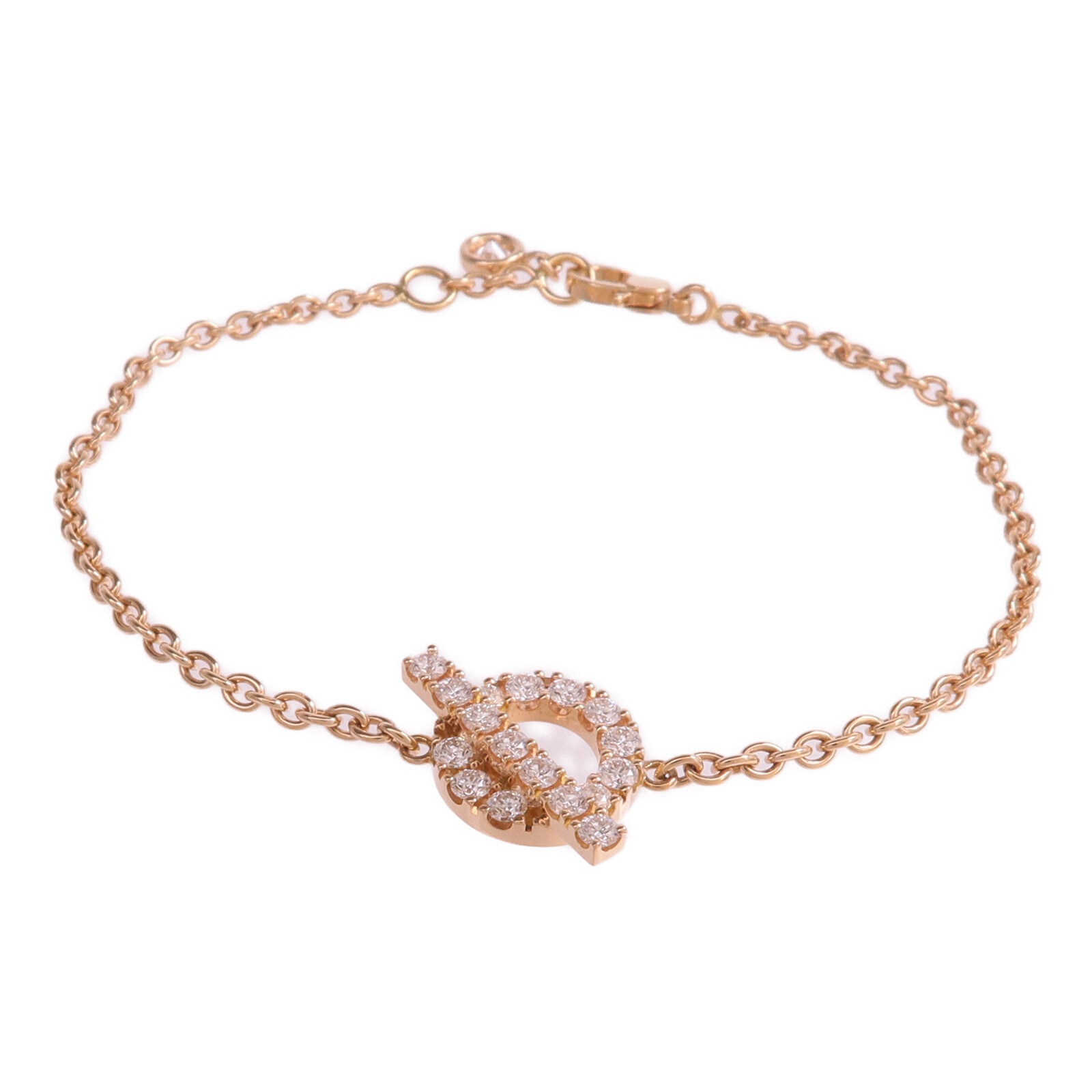 HERMES 18K玫瑰金Finesse Bracelet鑽石手鏈