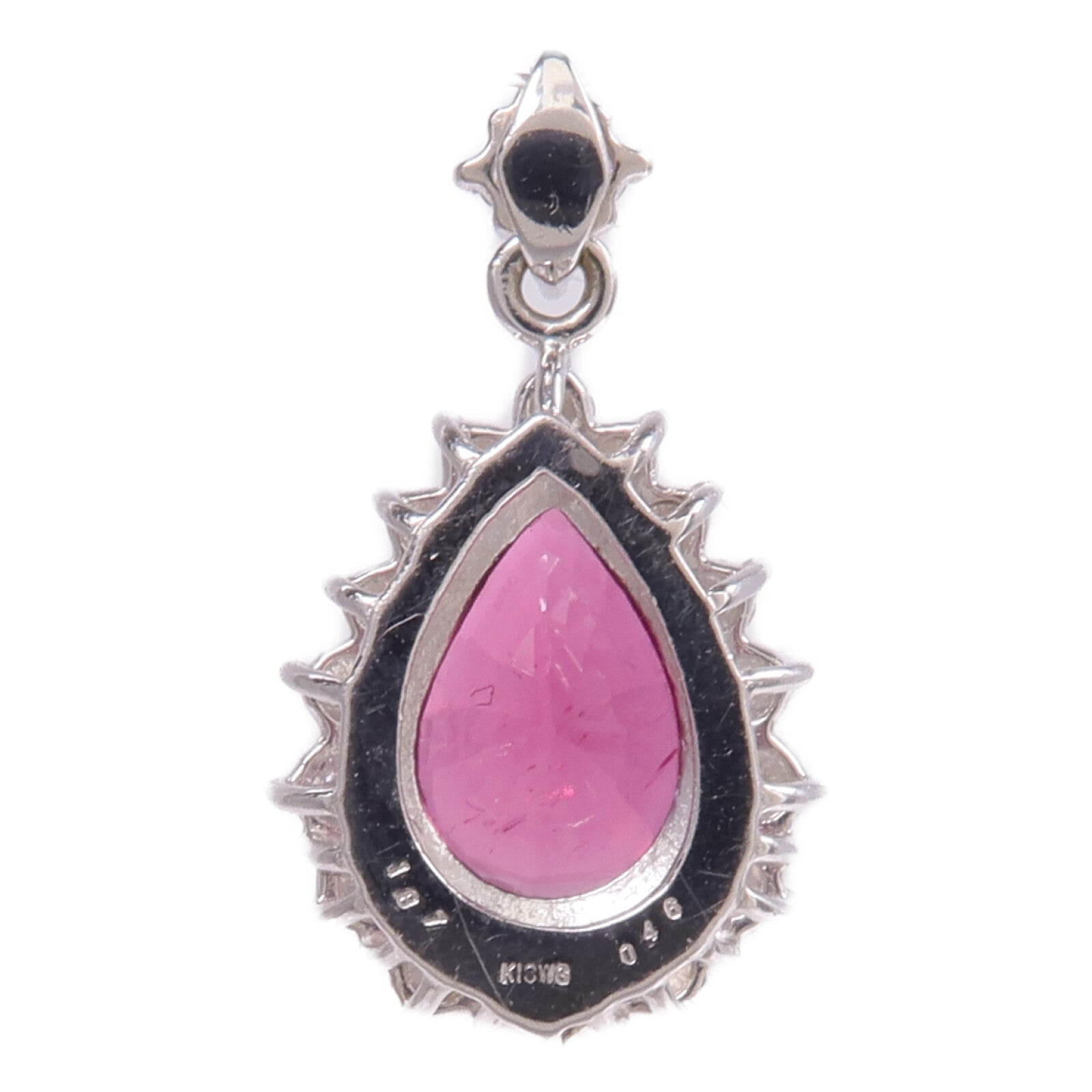 JEWELRY 18K白金Rubellite Diamond Pendant Top紅碧璽/鑽石項鍊