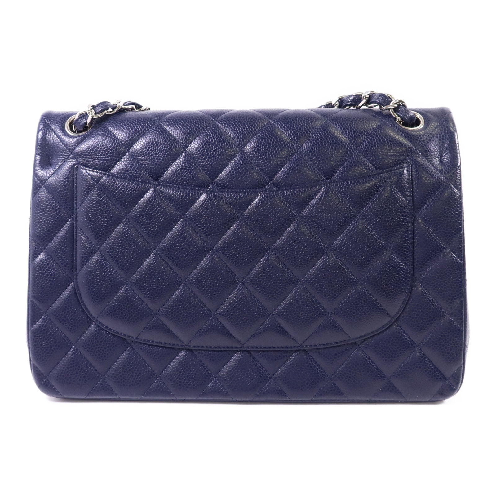 CHANEL 牛皮皮革Large Classic銀扣鏈帶肩背袋