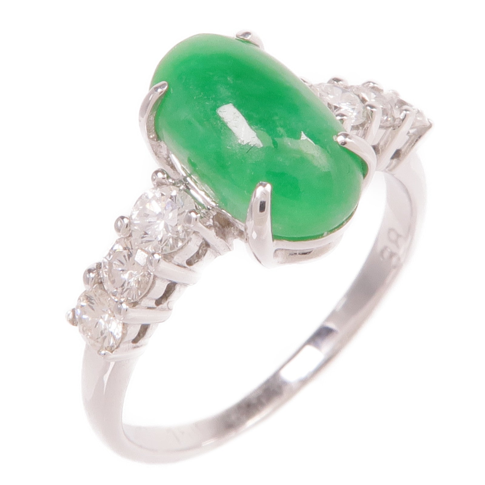 JEWELRY 18K白金Jade Diamond Ring翡翠/鑽石戒指US#3.5
