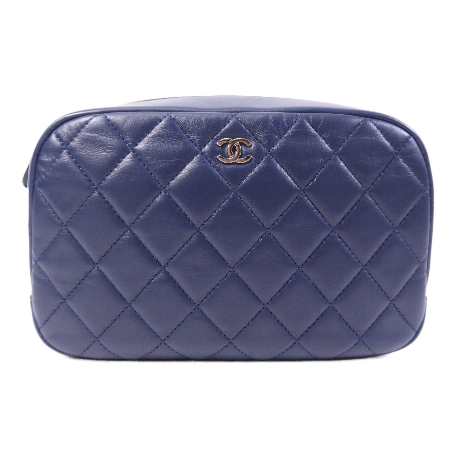 CHANEL 羊皮皮革Pouch銀扣手拿包