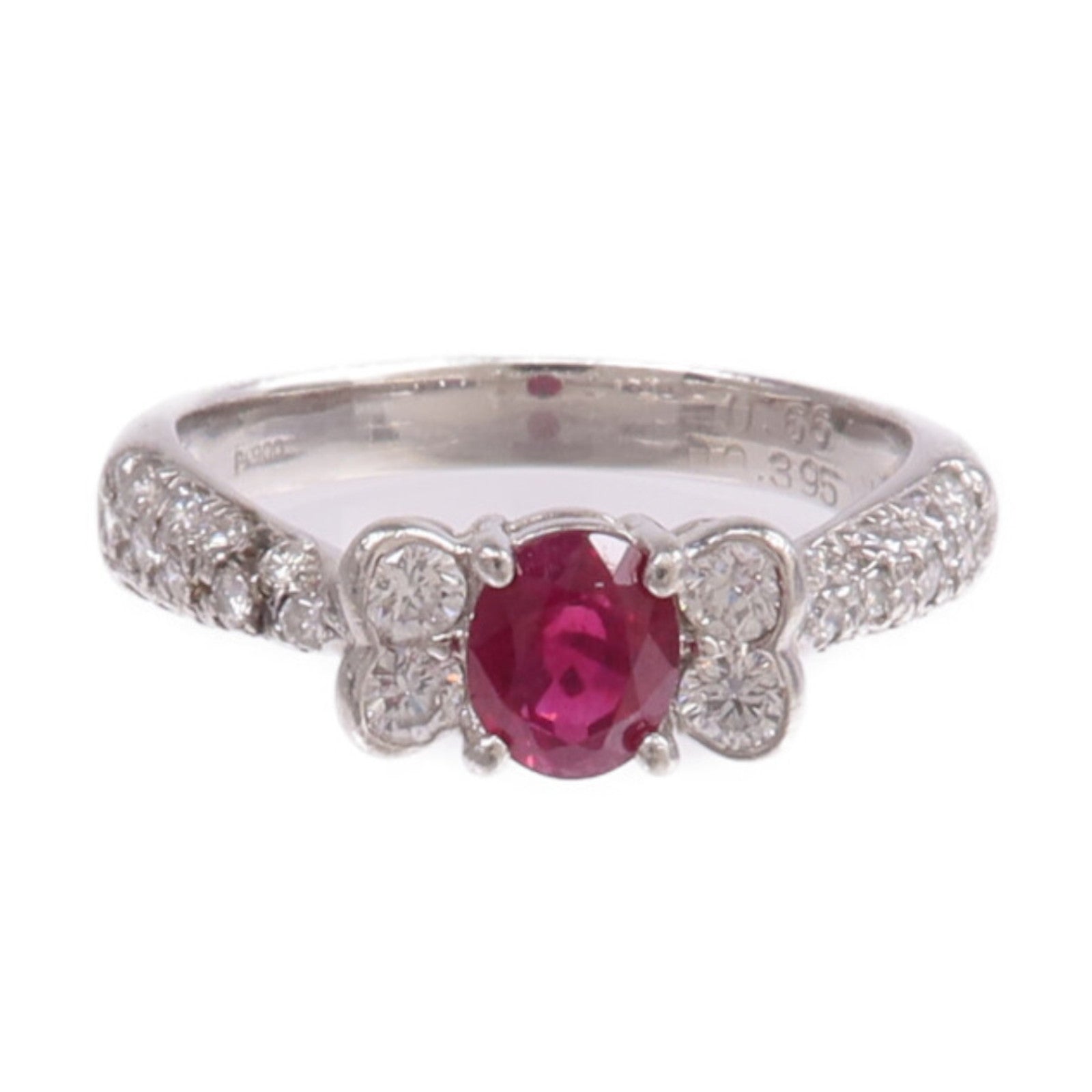 JEWELRY PT900鉑金Ruby Diamond Ring紅寶石/鑽石戒指US#5.25