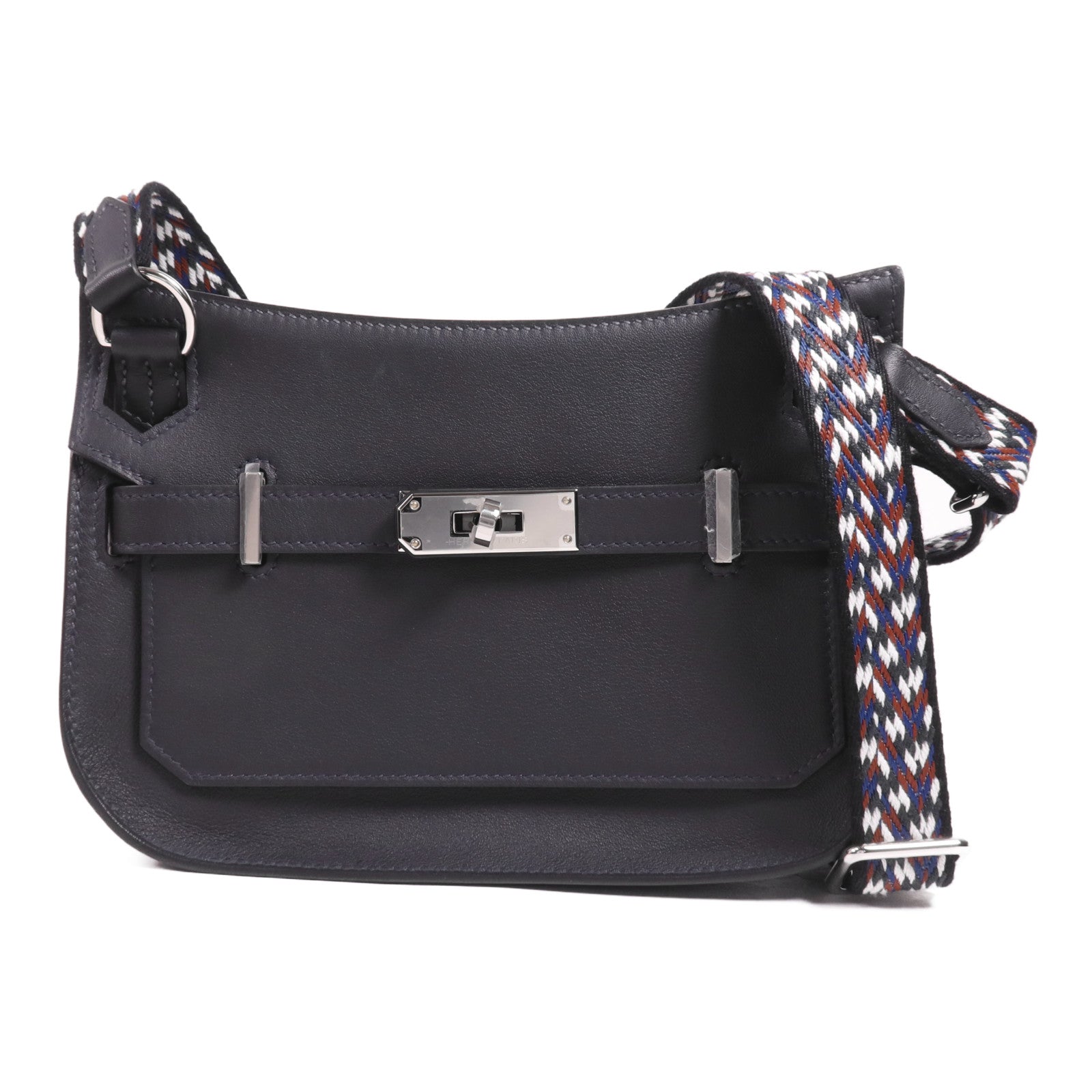 HERMES Swift皮革Mini Jypsiere銀扣肩背袋Caban