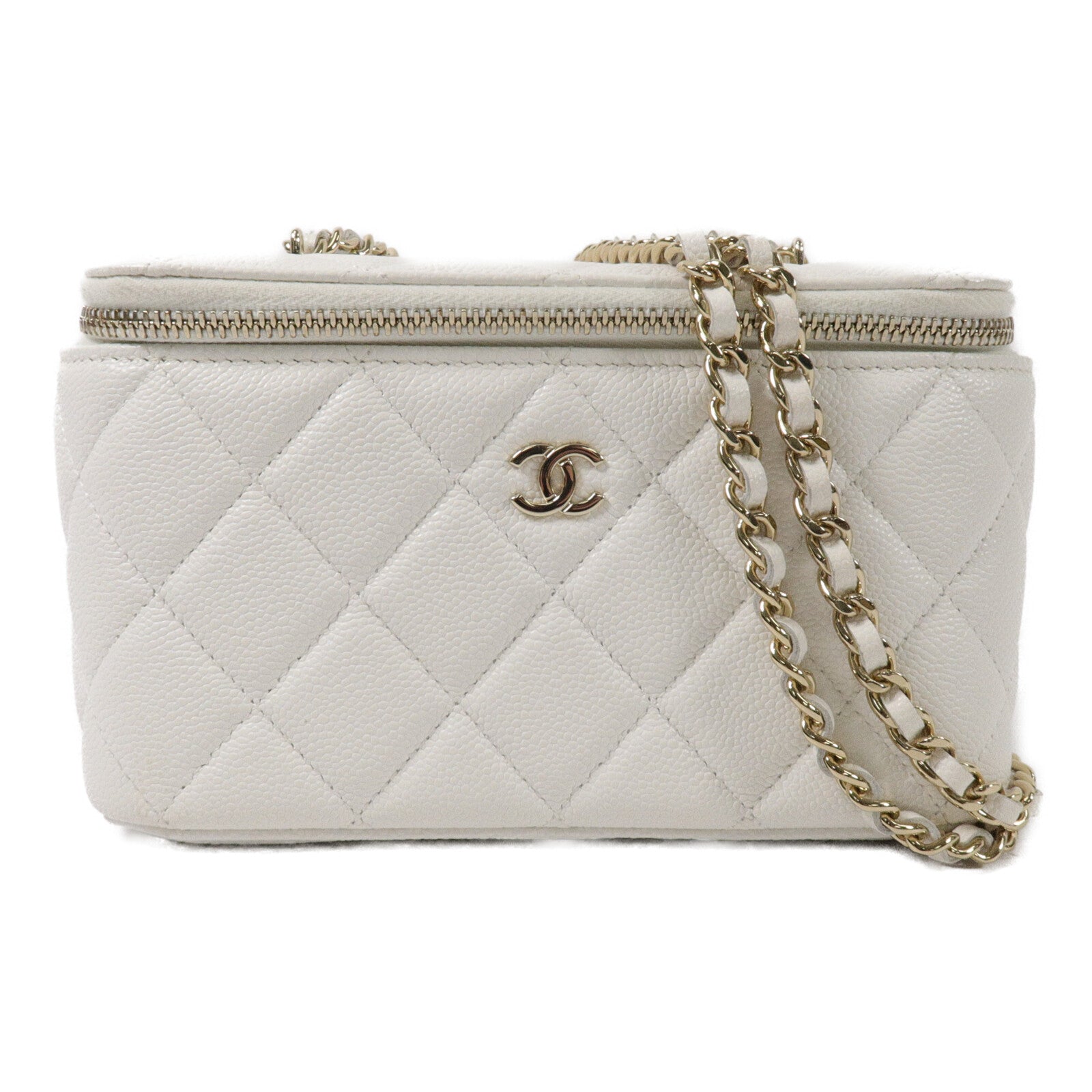 CHANEL 牛皮皮革Vanity Case鏈帶肩背袋