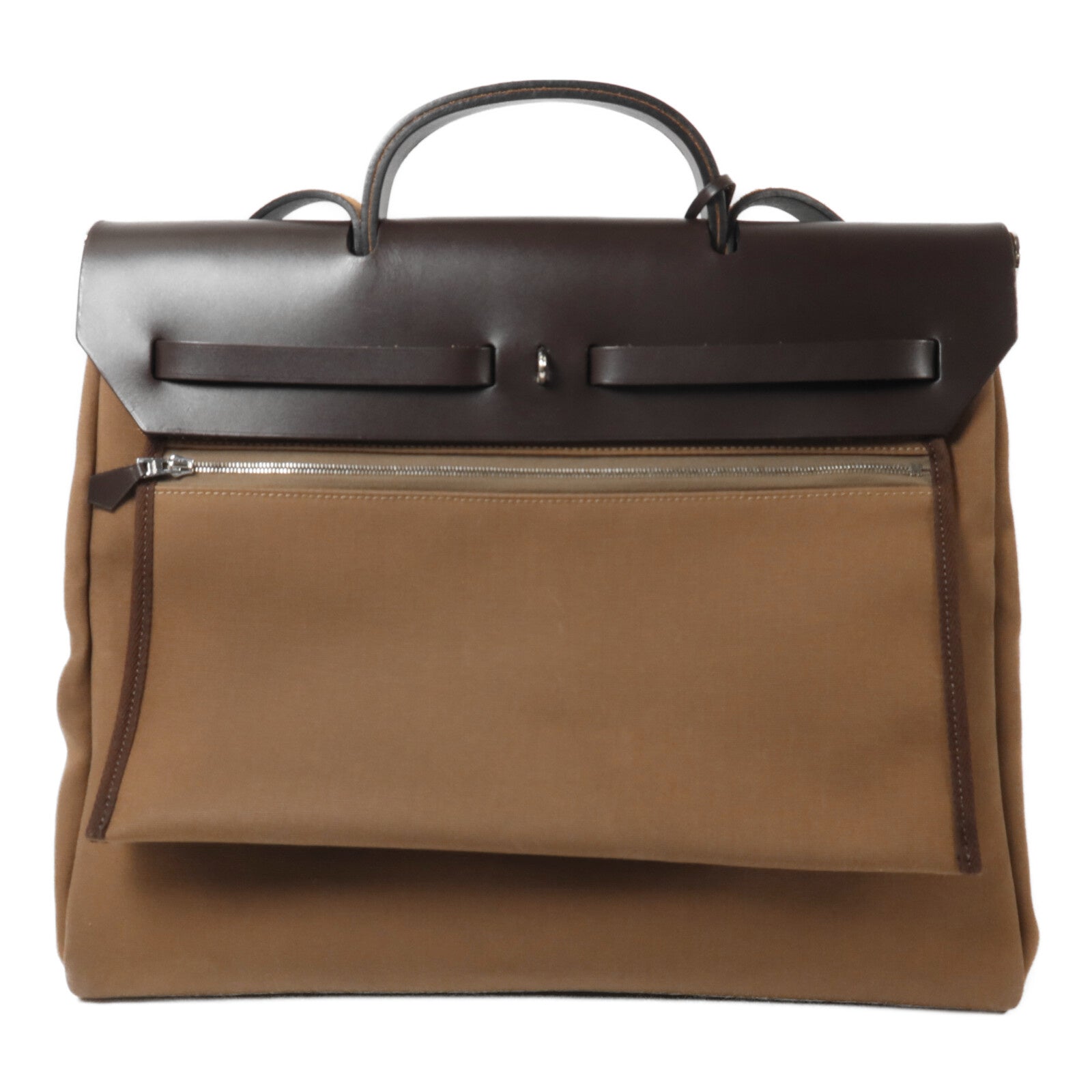 HERMES 帆布Herbag MM手挽肩背兩用袋Etoupe
