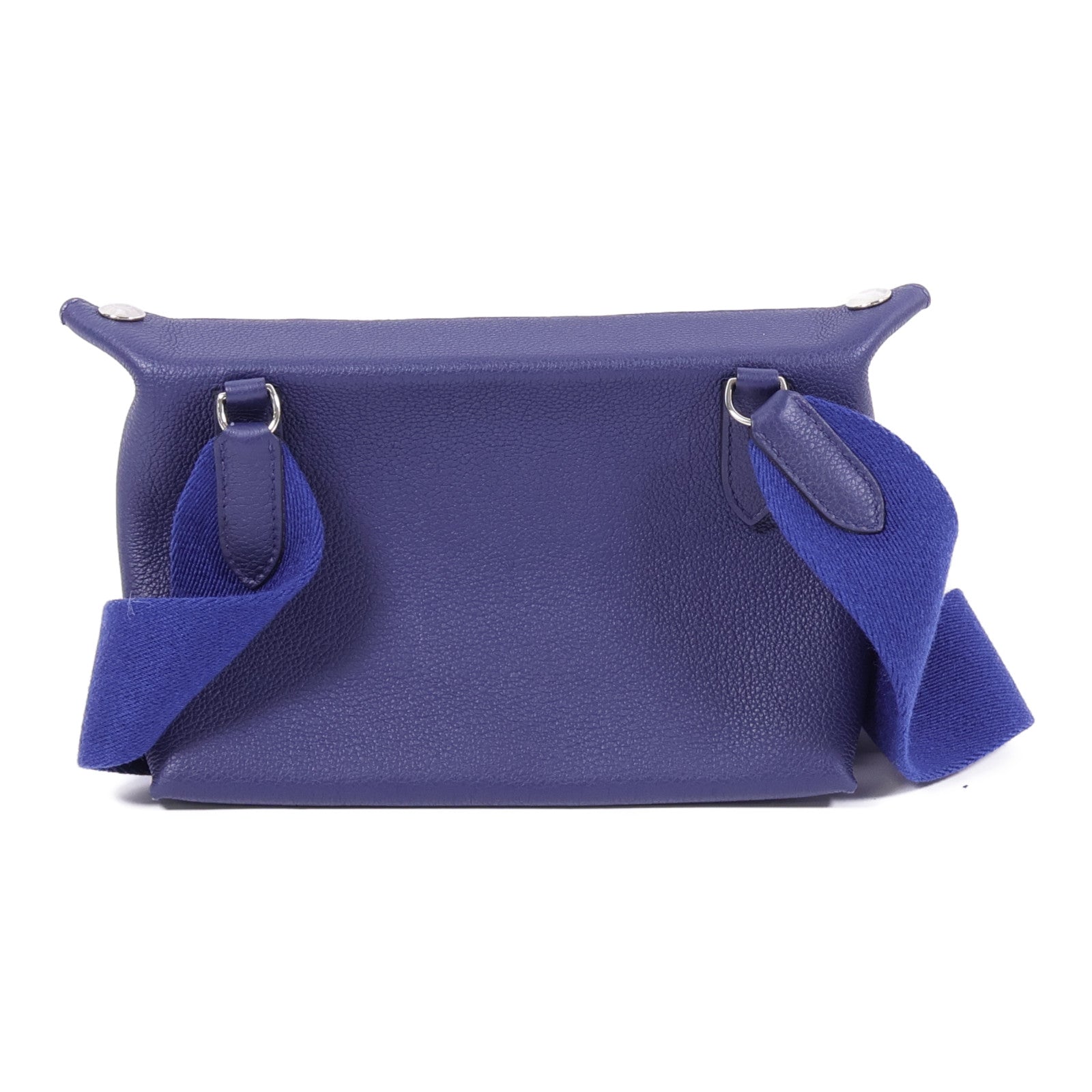 HERMES Togo皮革Videpoches銀扣肩背袋Bleu De Prusse
