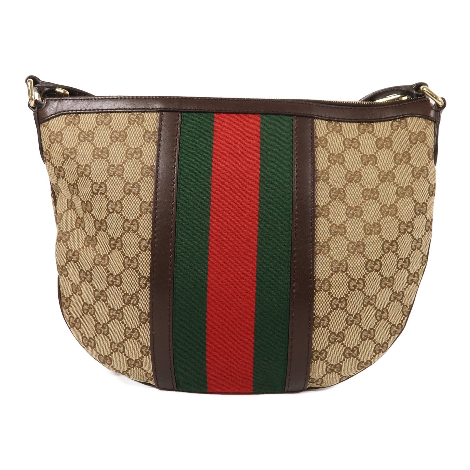 GUCCI 帆布Half Moon Hobo金扣肩背袋