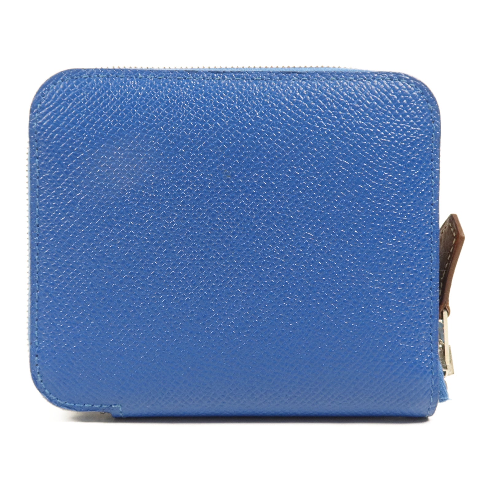 HERMES Epsom皮革Silk In Wallet銀扣錢包Bleu Zellige