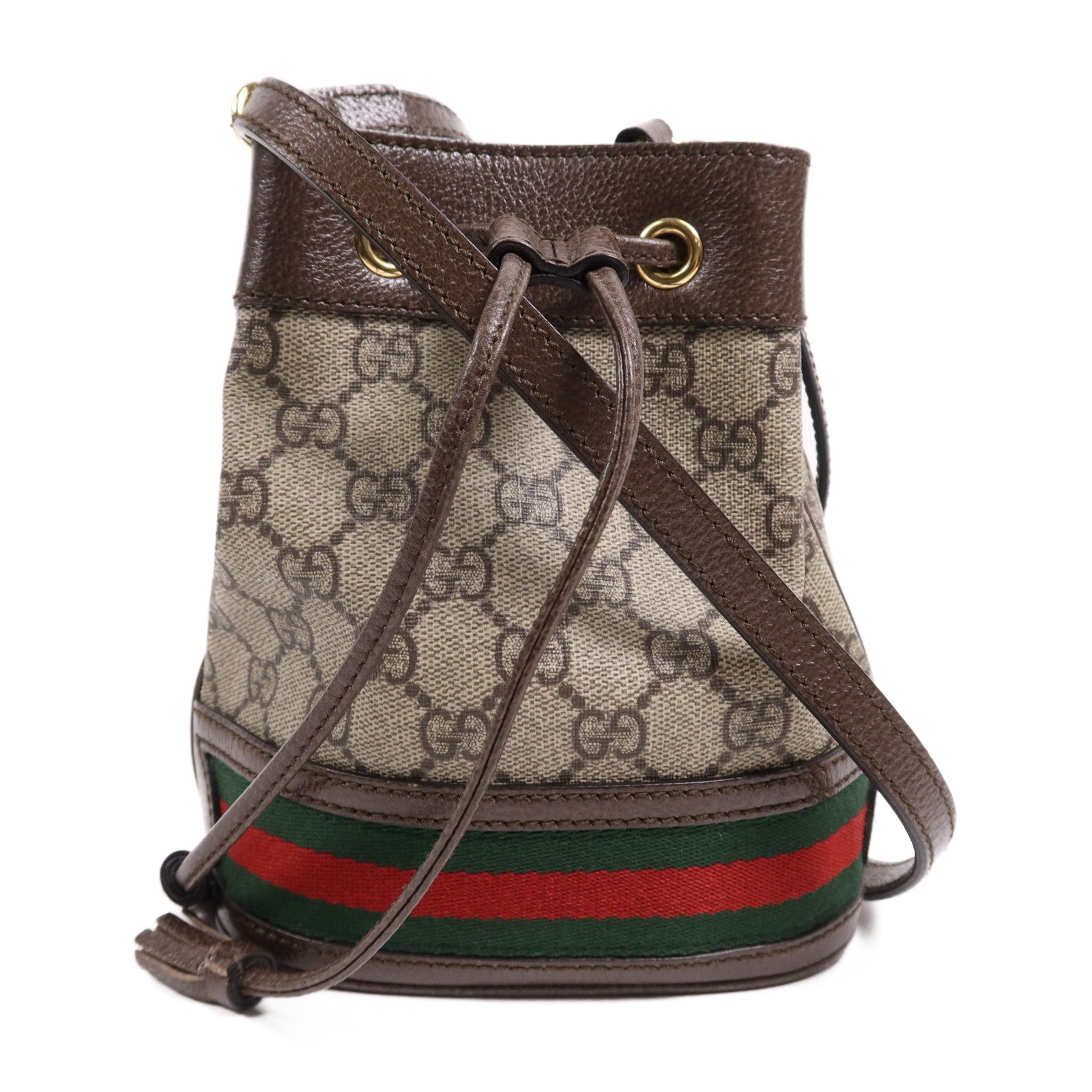 GUCCI 塗層帆布GG Mini Bucket金扣肩背袋