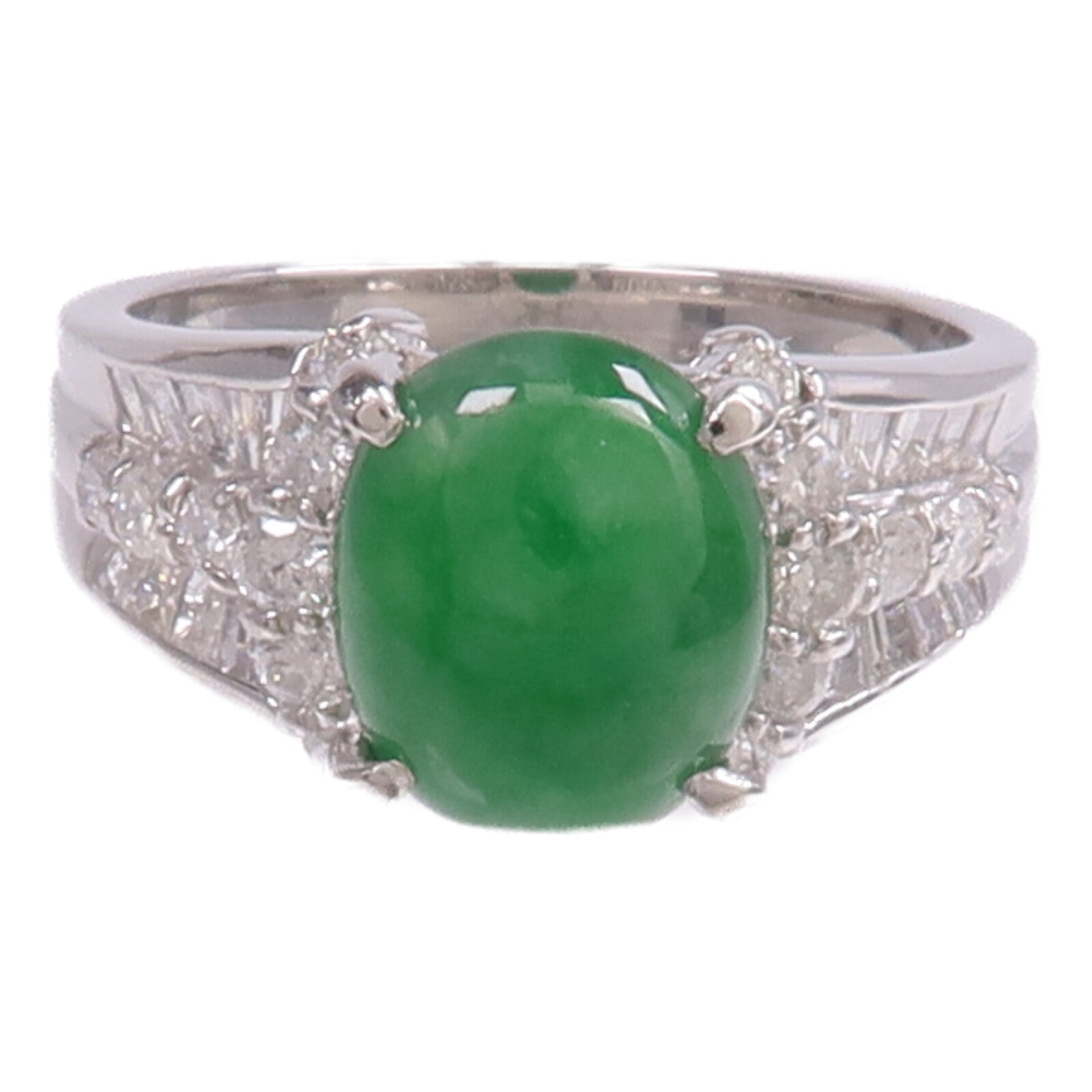JEWELRY PT900鉑金Jade Diamond Ring翡翠/鑽石戒指US#5.75