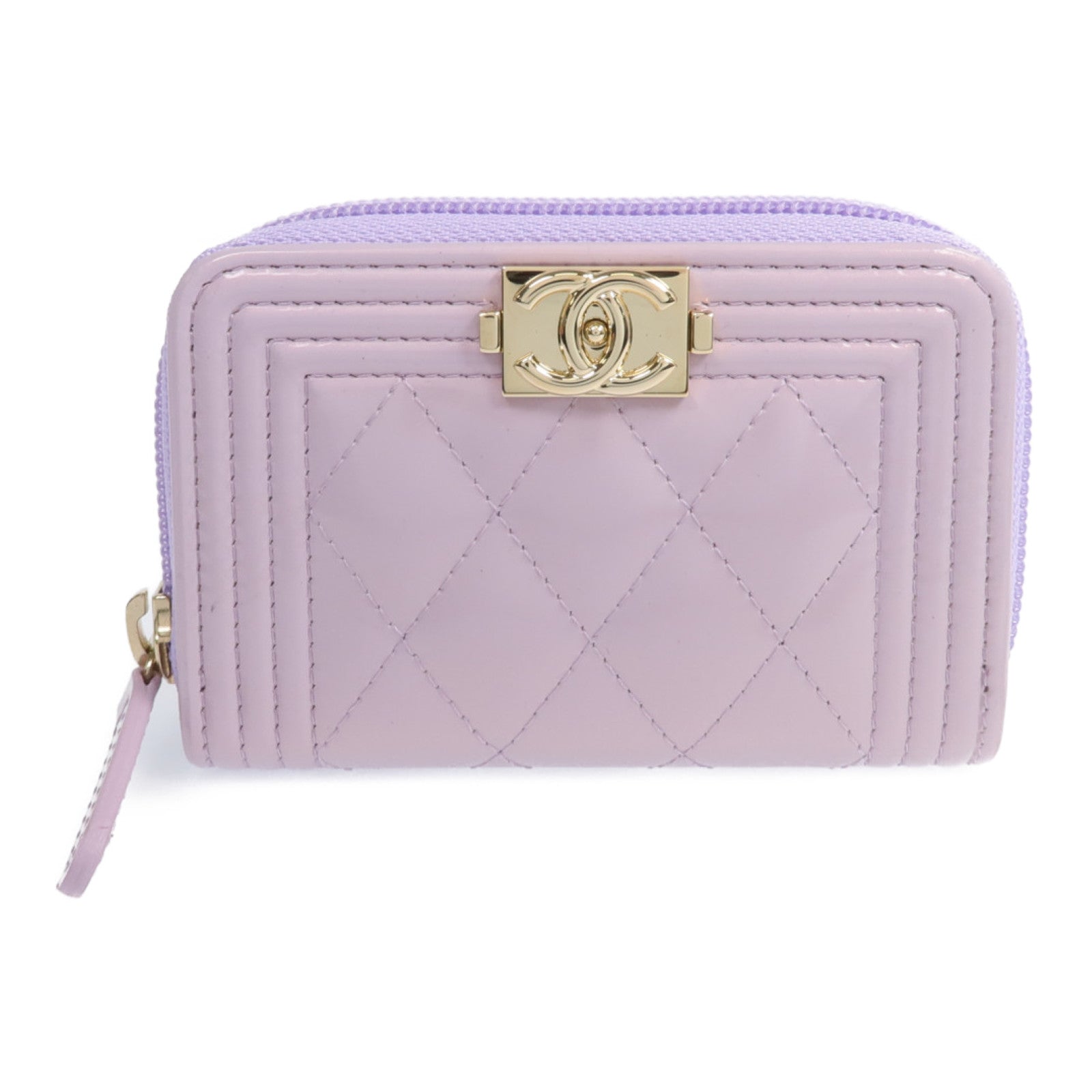 CHANEL 漆皮皮革Boy Coin Purse金扣零錢包
