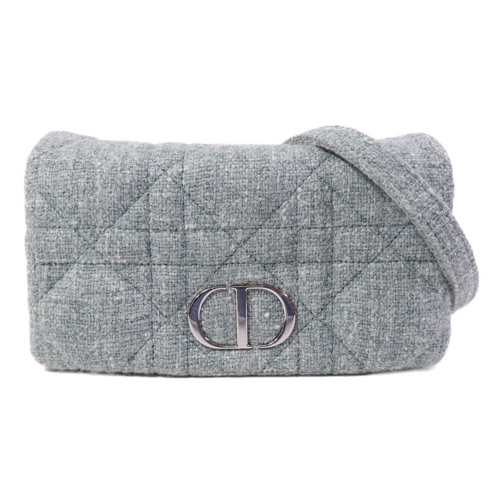 Dior Tweed Caro Small銀扣肩背袋