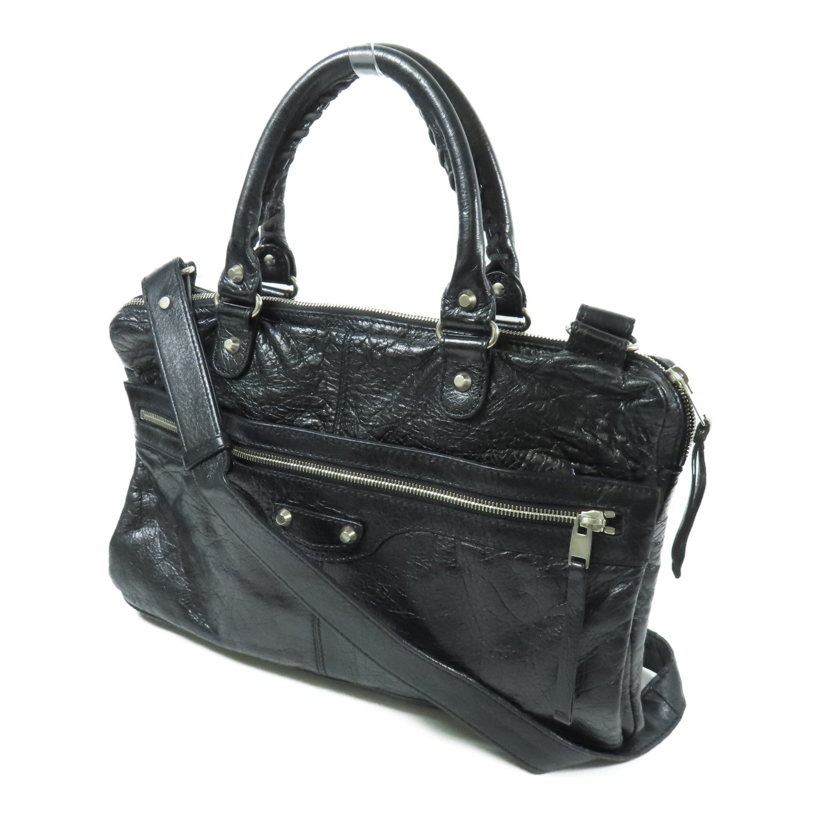 BALENCIAGA 牛皮皮革2 Way Shoulder Bag銀扣手挽肩背兩用袋