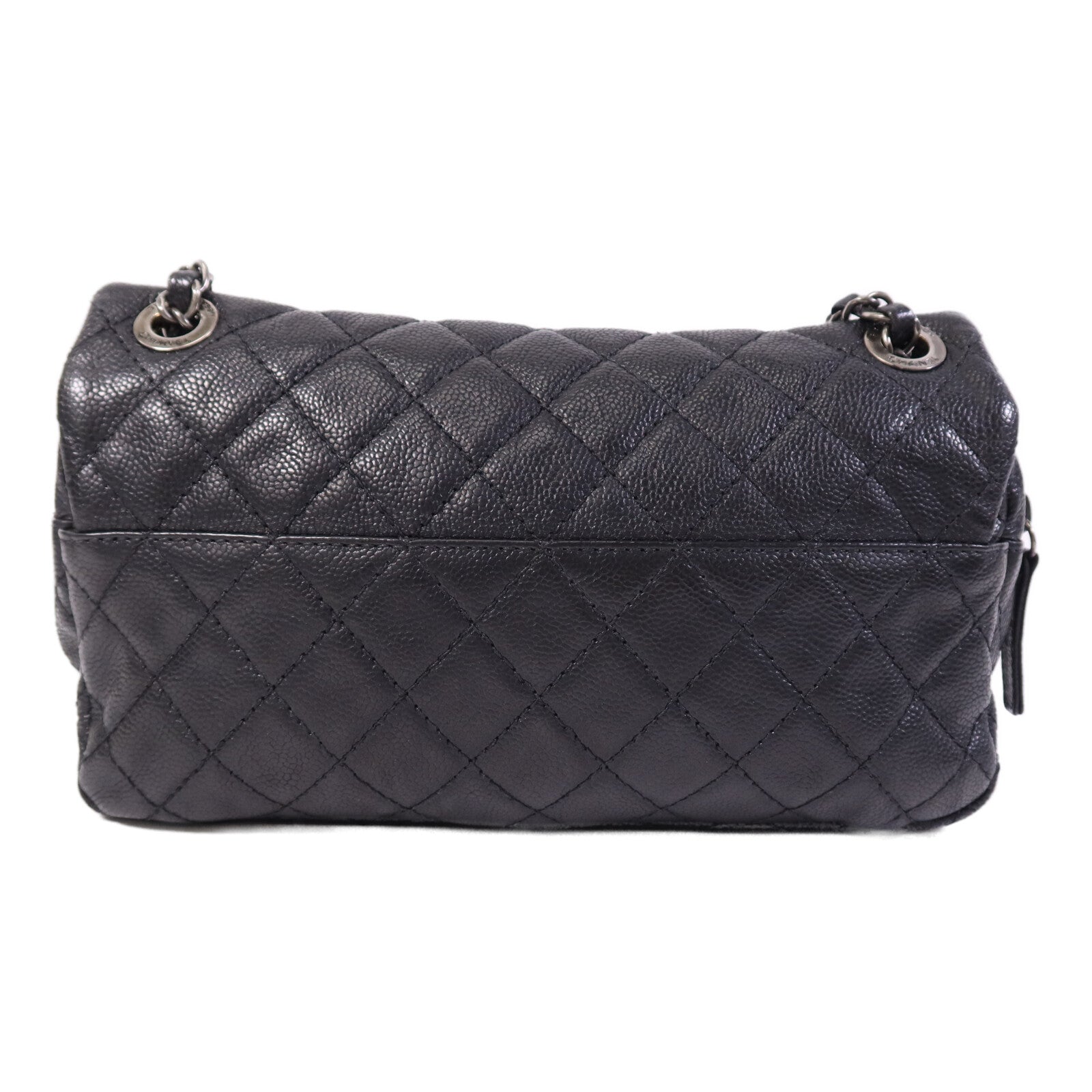 CHANEL 牛皮皮革Chain Shoulder Bag銀扣鏈帶肩背袋