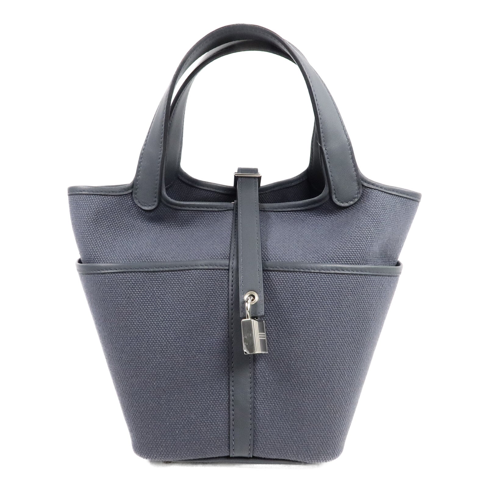 HERMES 帆布/皮革Picotin Cargo PM手挽袋Ardoise