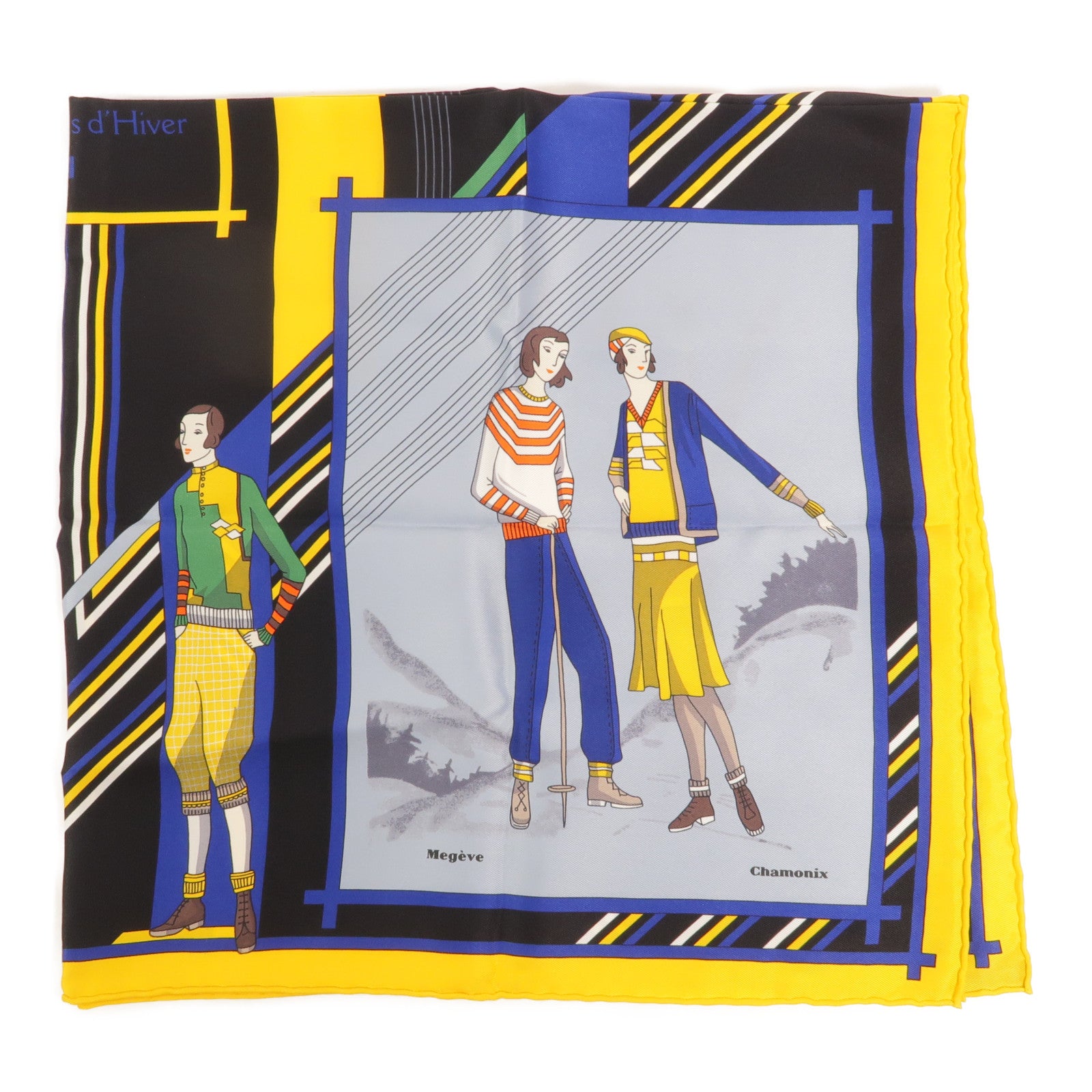 HERMES 絲質Aux Sports d'Hiver Scarf 70x70絲巾