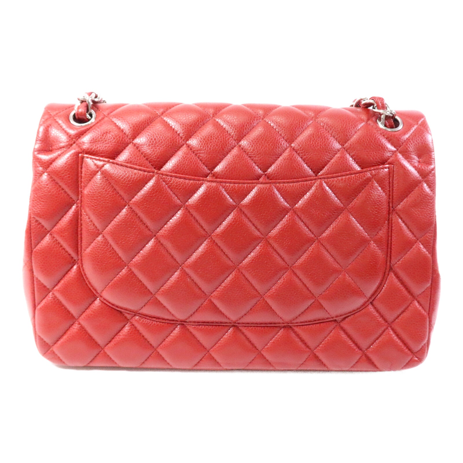 CHANEL 牛皮皮革Large Classic銀扣鏈帶肩背袋