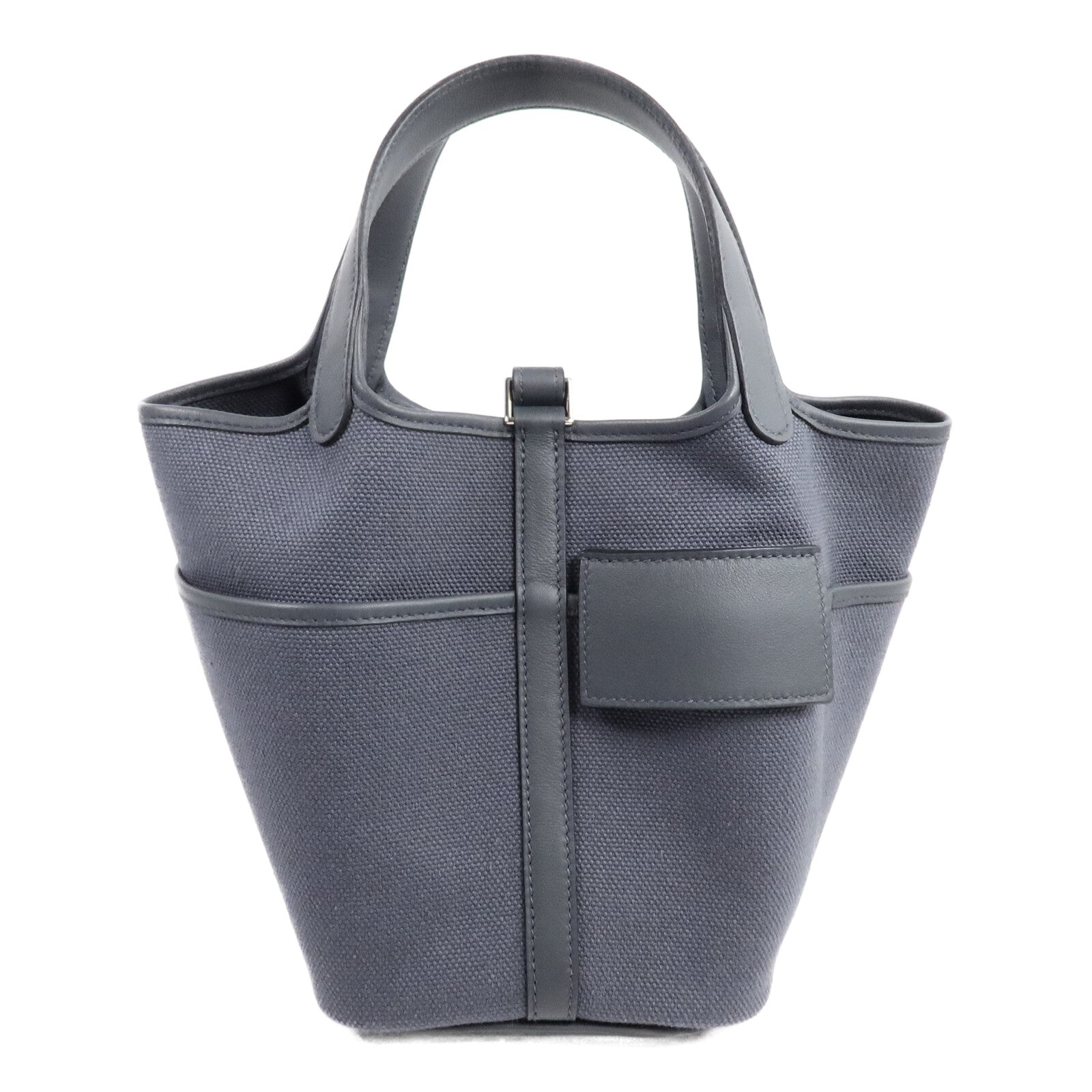 HERMES 帆布/皮革Picotin Cargo PM手挽袋Ardoise
