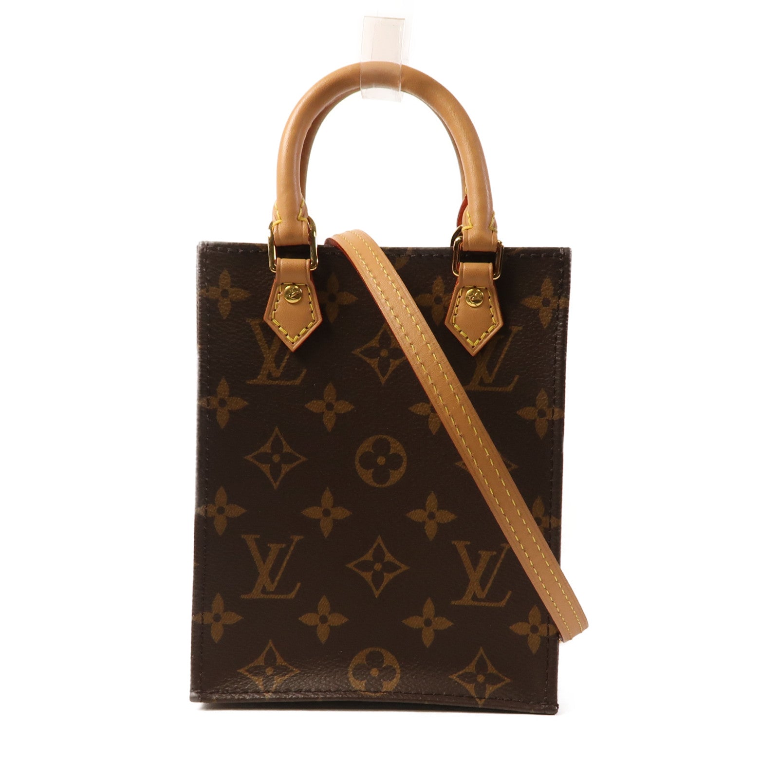 LOUIS VUITTON Monogram Petit Sac Plat金扣手挽肩背兩用袋Monogram Petit Sac Plat金扣手挽肩背兩用袋