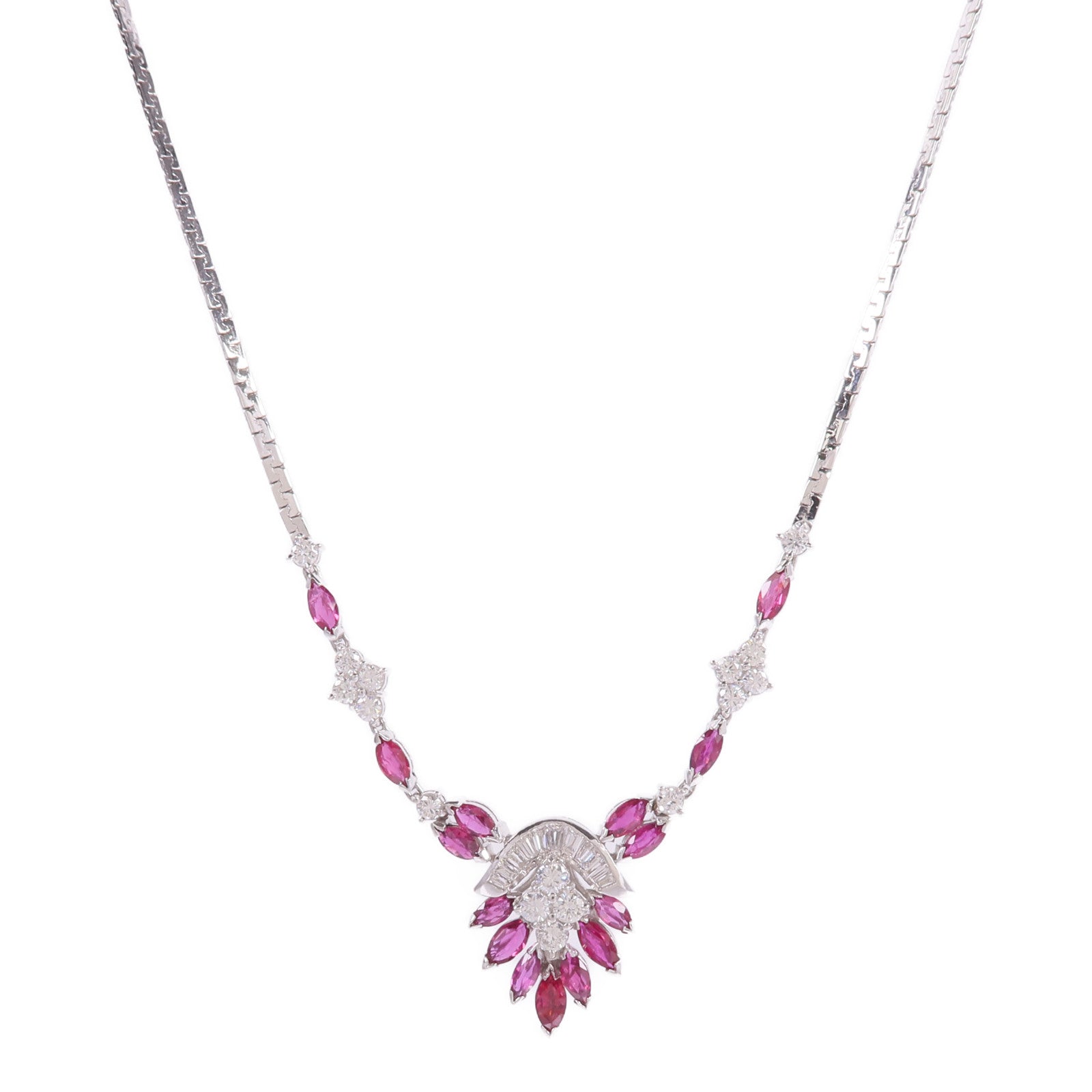 JEWELRY 14K白金Ruby Diamond Necklace紅寶石/鑽石項鍊