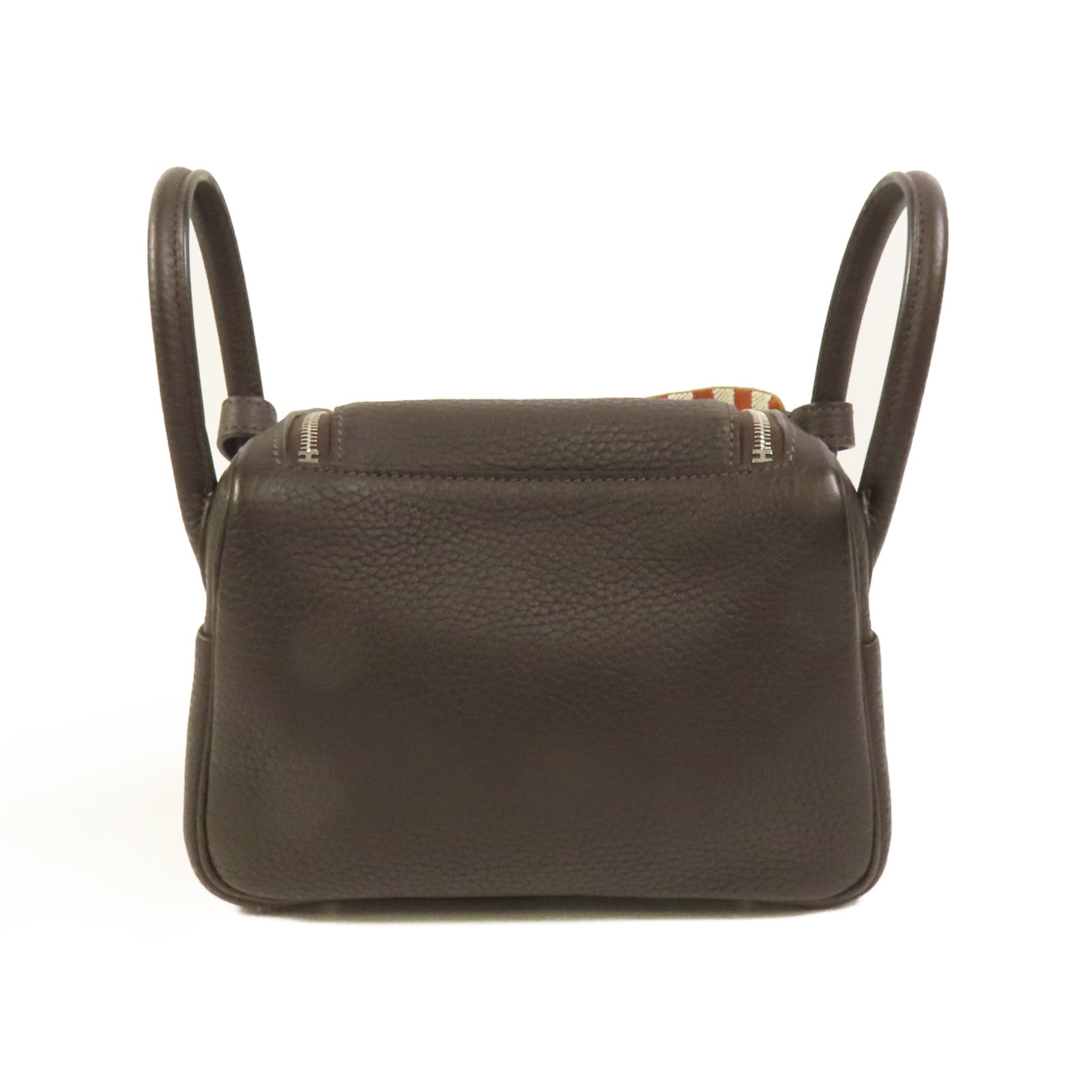 HERMES Clemence皮革Mini Lindy銀扣手挽肩背兩用袋Macassar