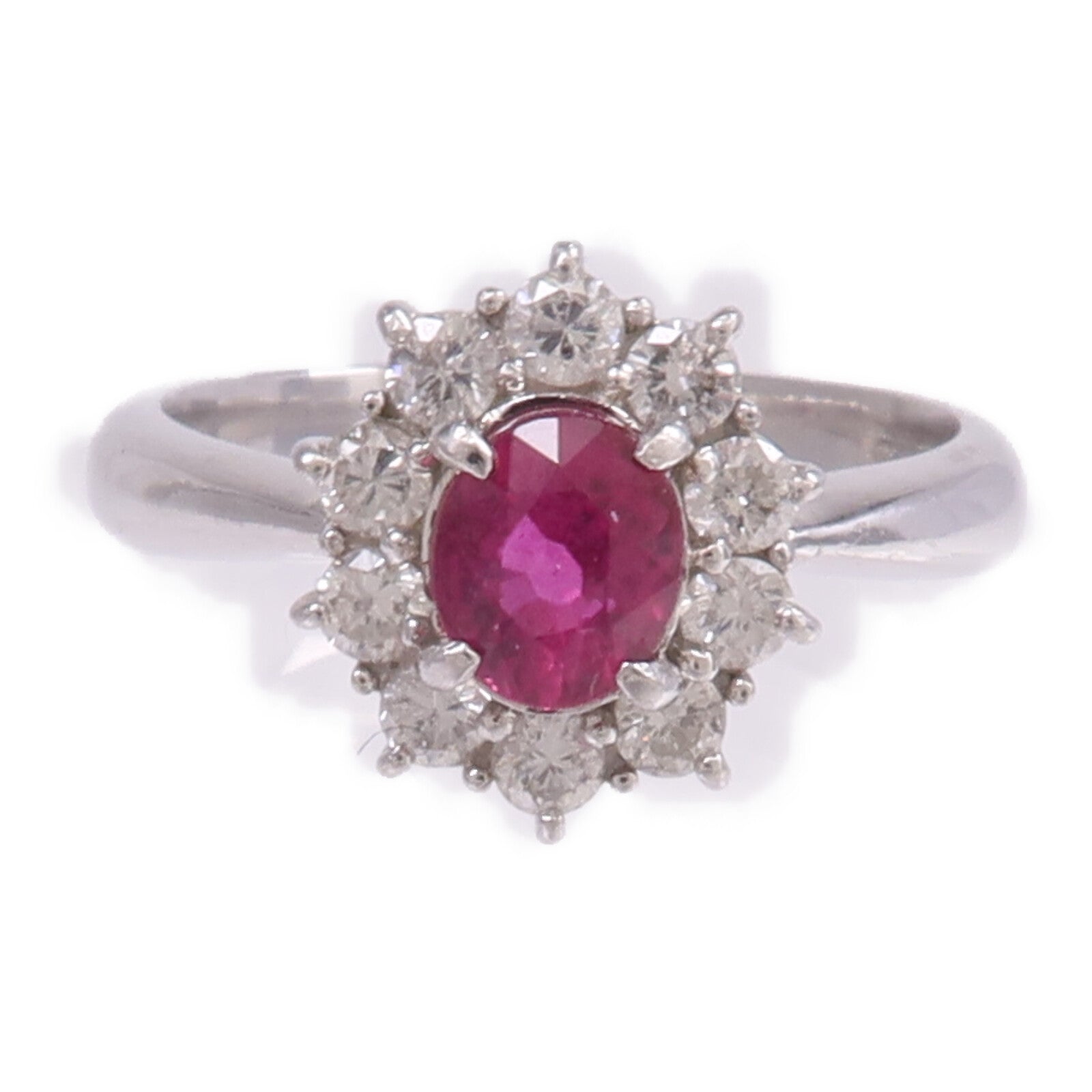 JEWELRY PT900鉑金Ruby Diamond Ring紅寶石/鑽石戒指US#5.75