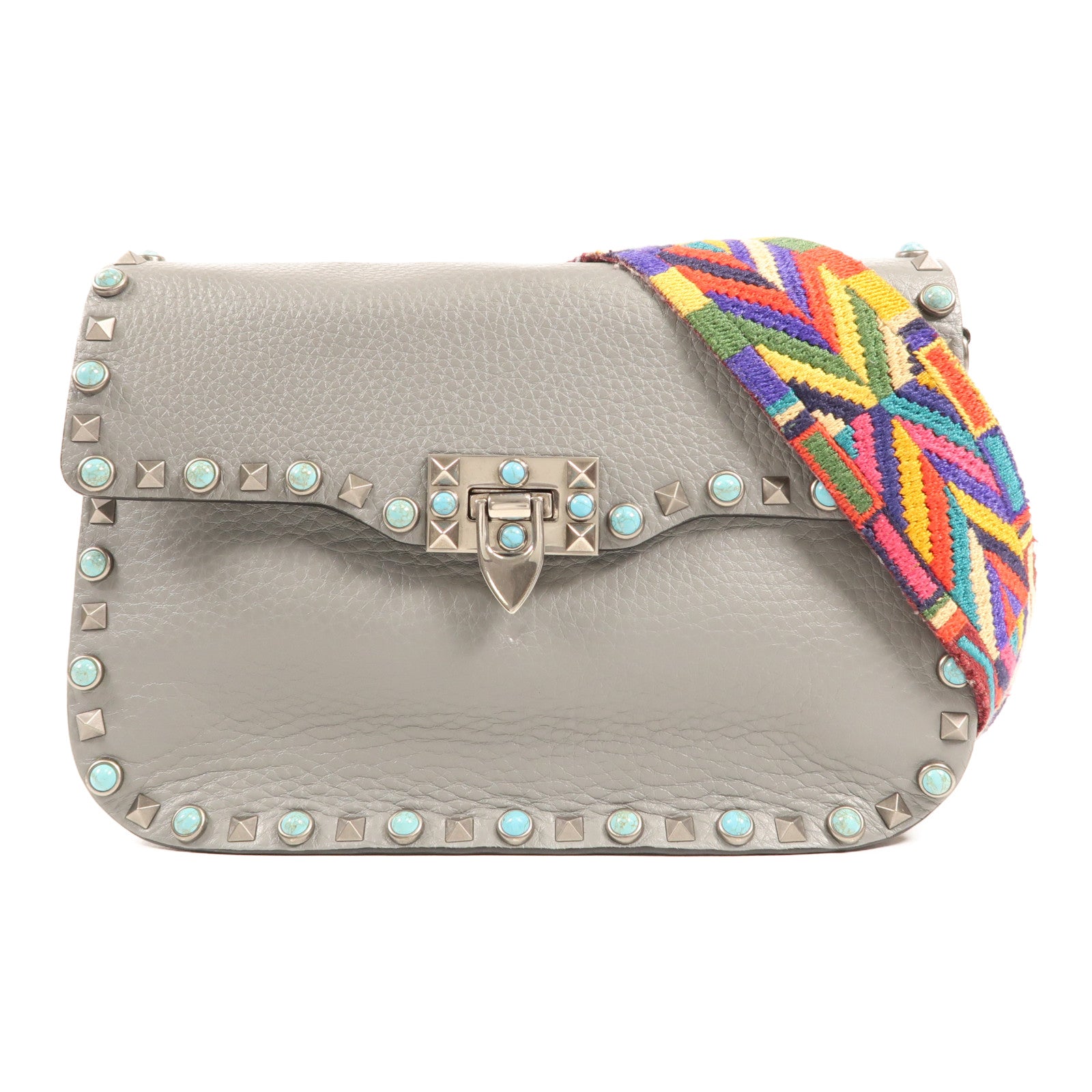 Valentino 牛皮皮革Shoulder Bag銀扣肩背袋