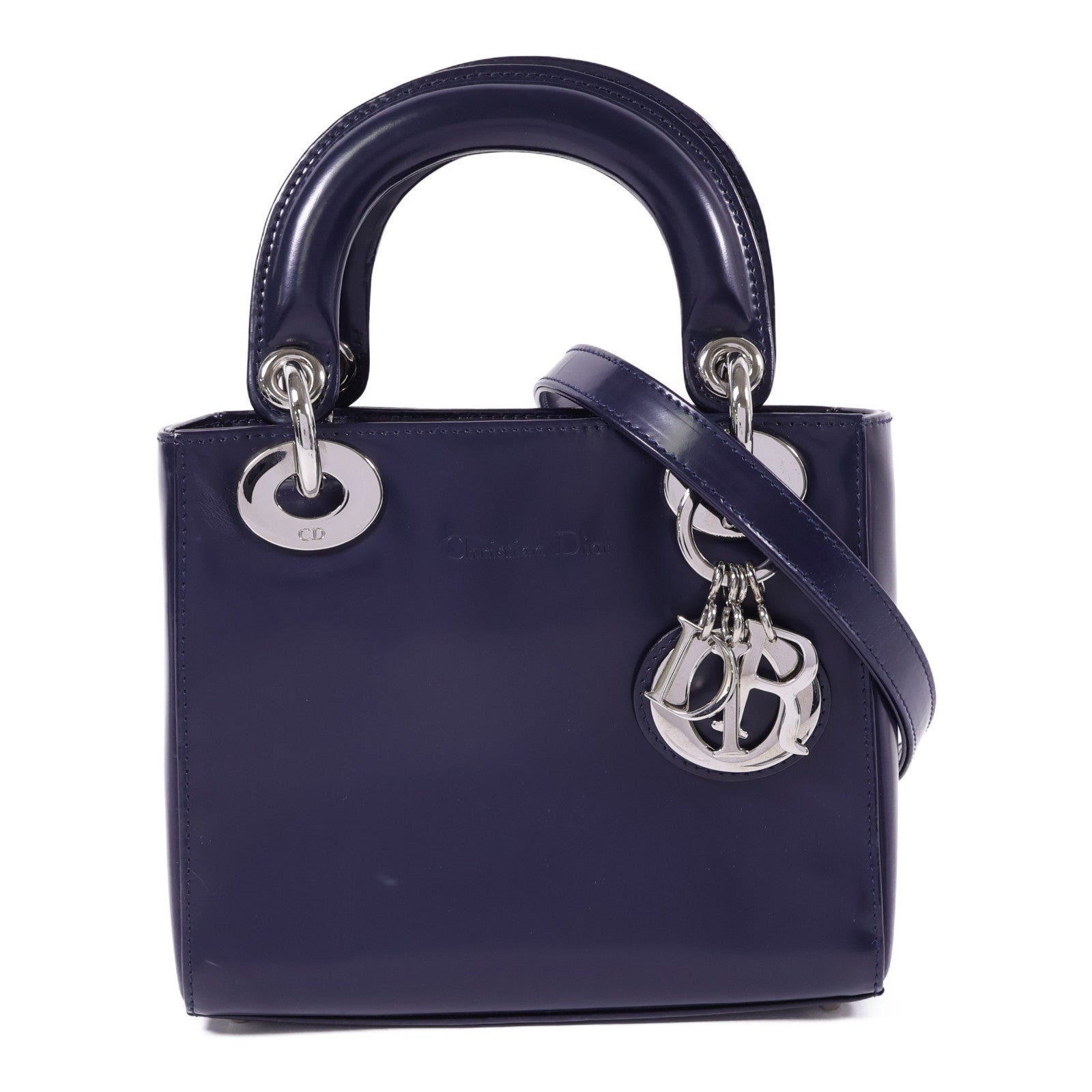 Dior 牛皮皮革Mini Lady Dior銀扣手挽肩背兩用袋