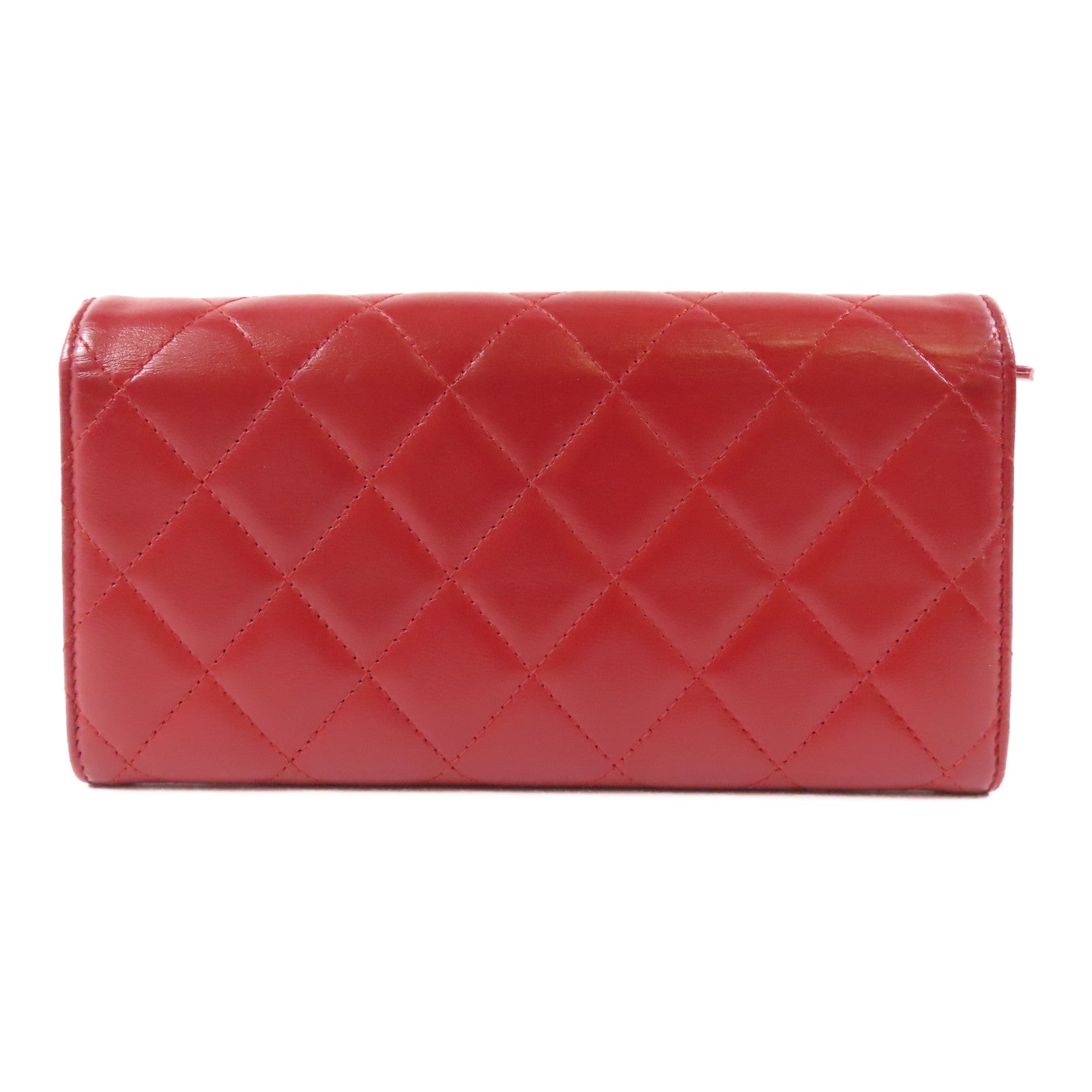 CHANEL 羊皮皮革Long Wallet銀扣長錢包