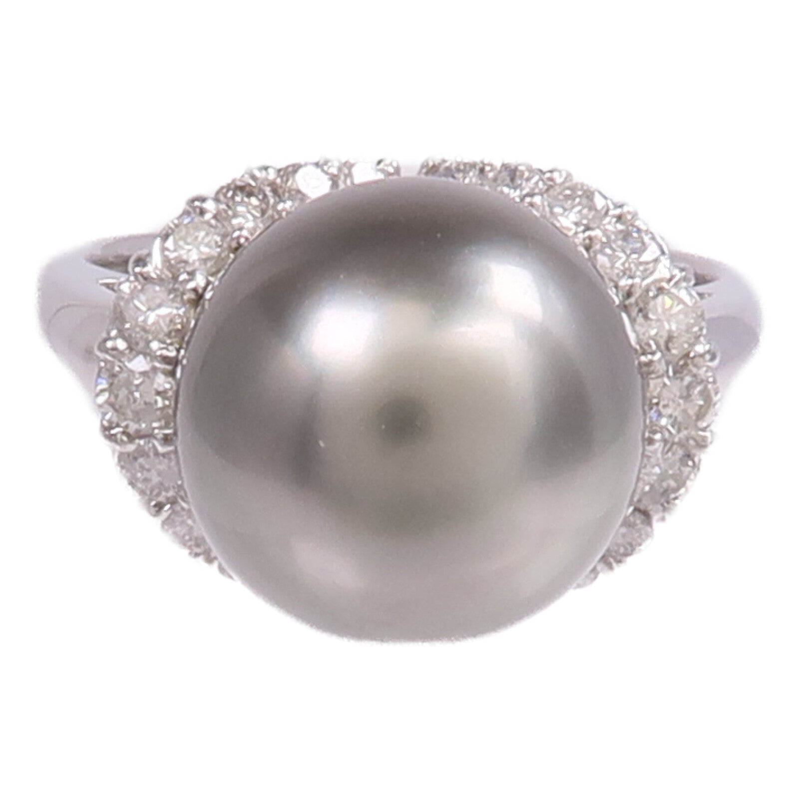 JEWELRY PT900鉑金Pearl Diamond Ring珍珠/鑽石戒指US#7.25