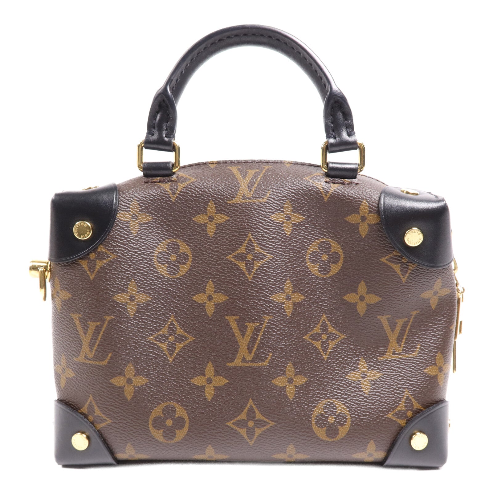 LOUIS VUITTON Monogram Petite Malle Souple金扣手挽肩背兩用袋
