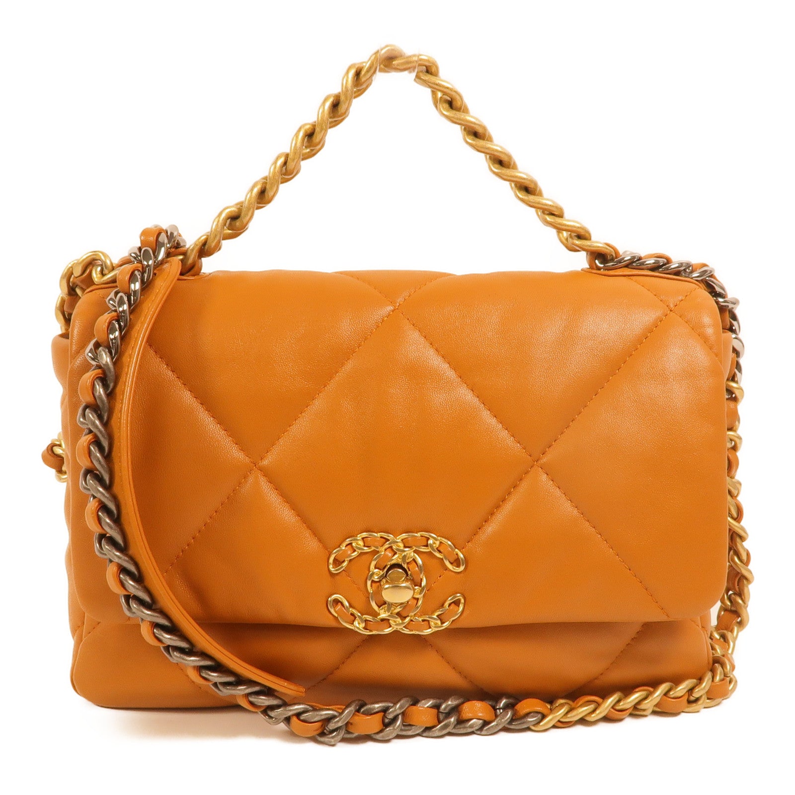 CHANEL 羊皮皮革Chanel 19 Small鏈帶手挽肩背兩用袋